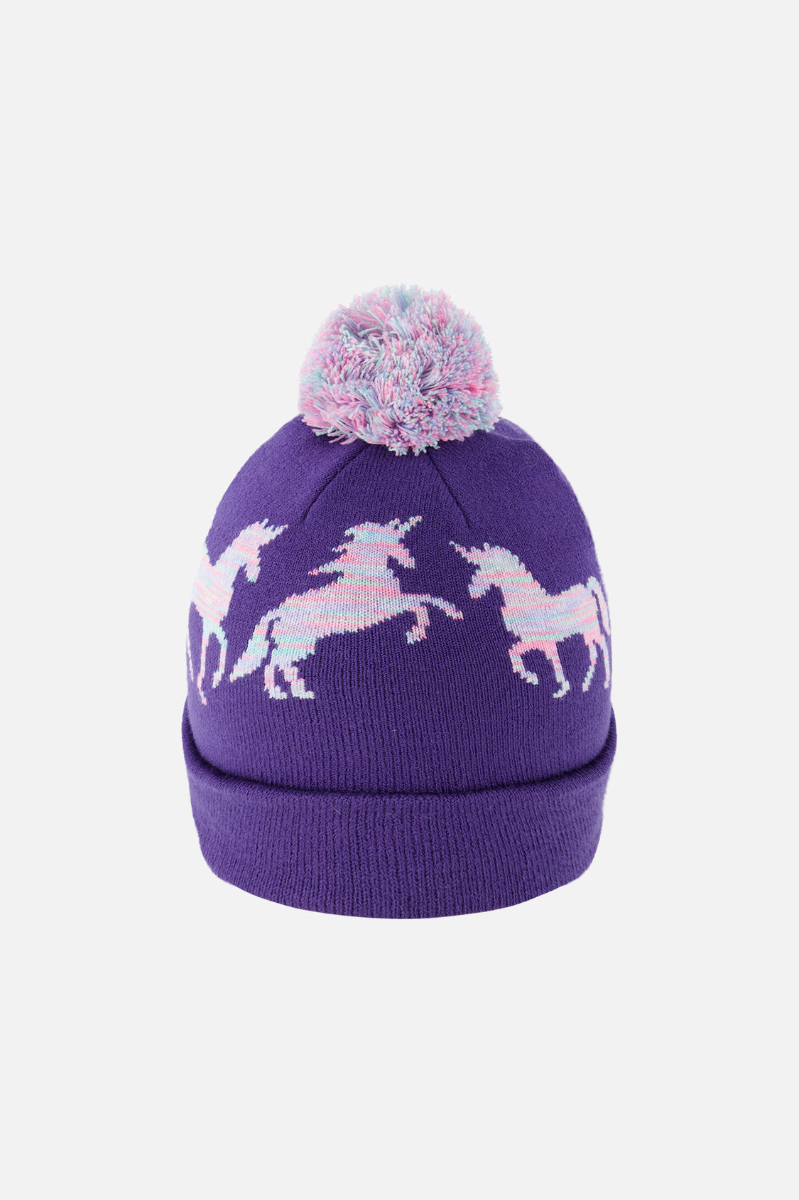 Deux par Girls Unicorn Motif Winter Knit Hat with Pompom