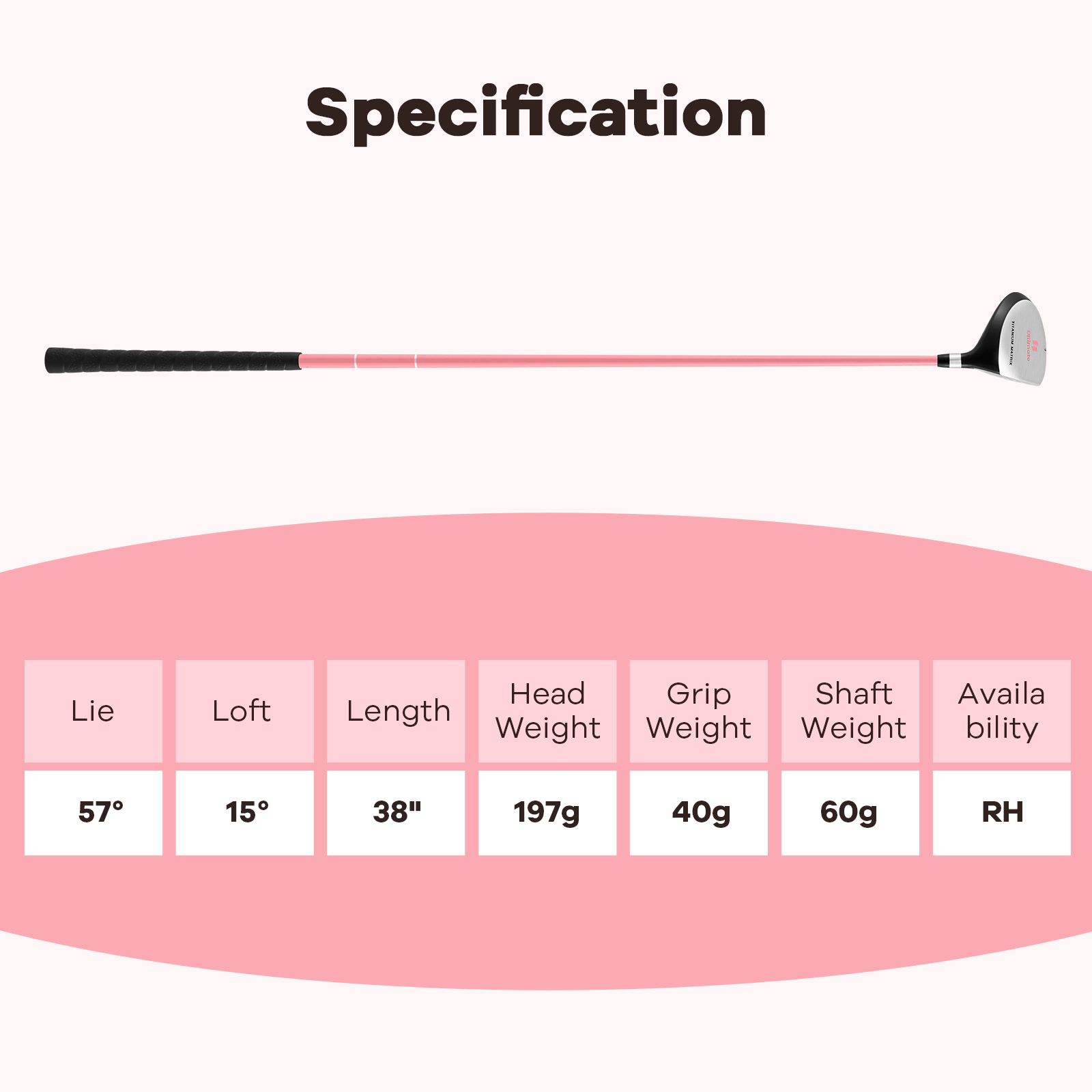 LJG 38 Inch 165CC Junior #3 Fairway Wood Golf Club with Fiberglass Shaft for Kids Ages 11-14