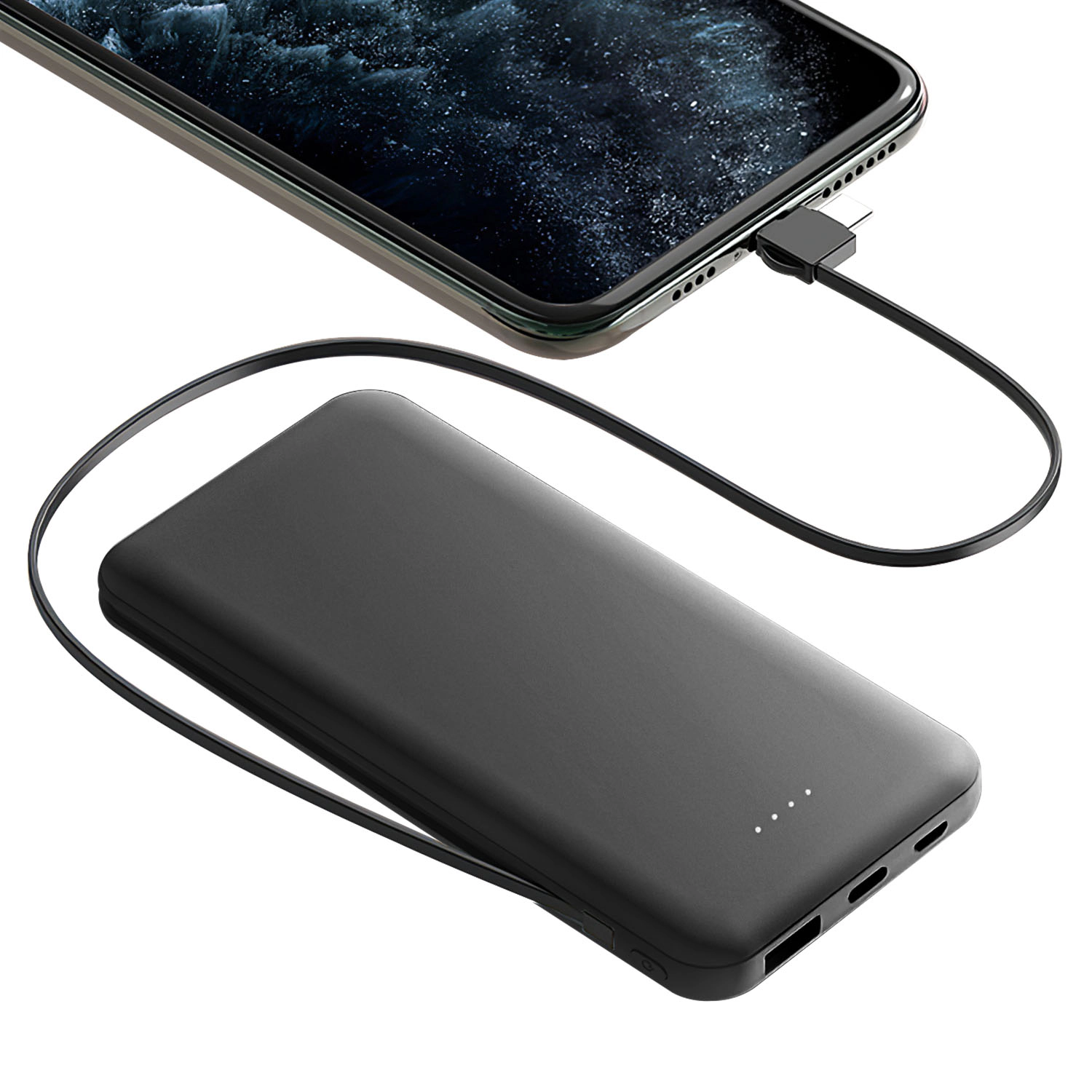 GBruno 10000mAh Dual-Cable Power Bank