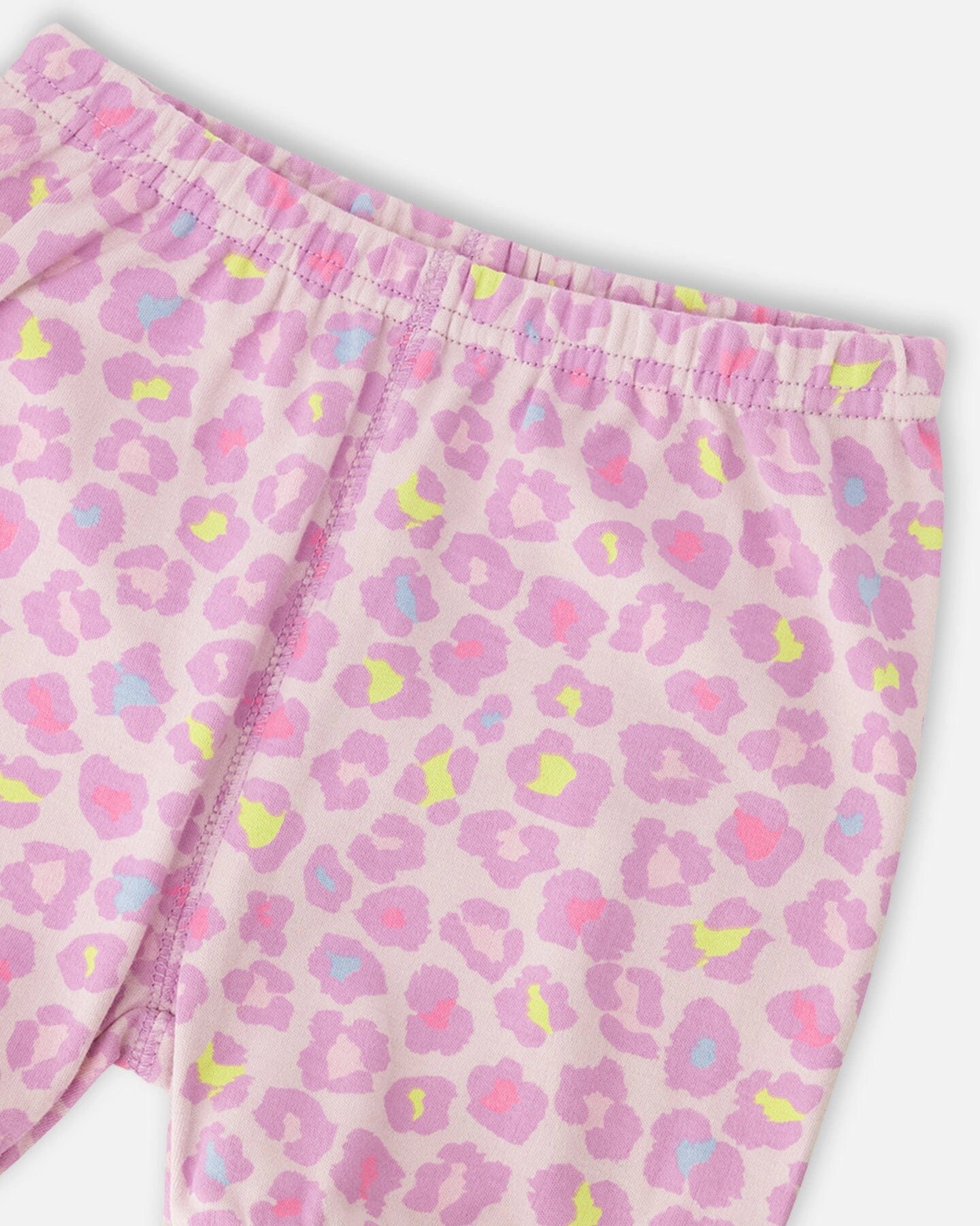 Deux par Girls Organic Cotton Animal Print Elastic Waist T-Shirt and Shorts Two-Piece Pyjama Set