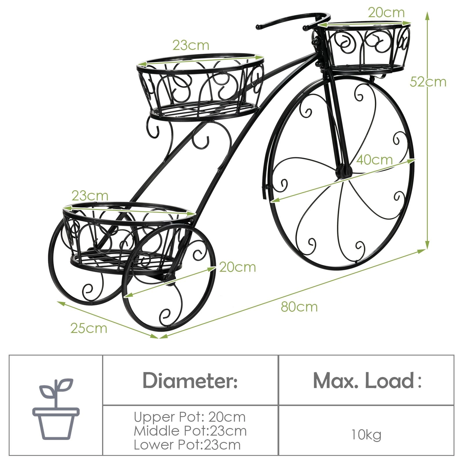 SlickBlue Unisex 3-Tier Tricycle Plant Stand Flower Pot Holder