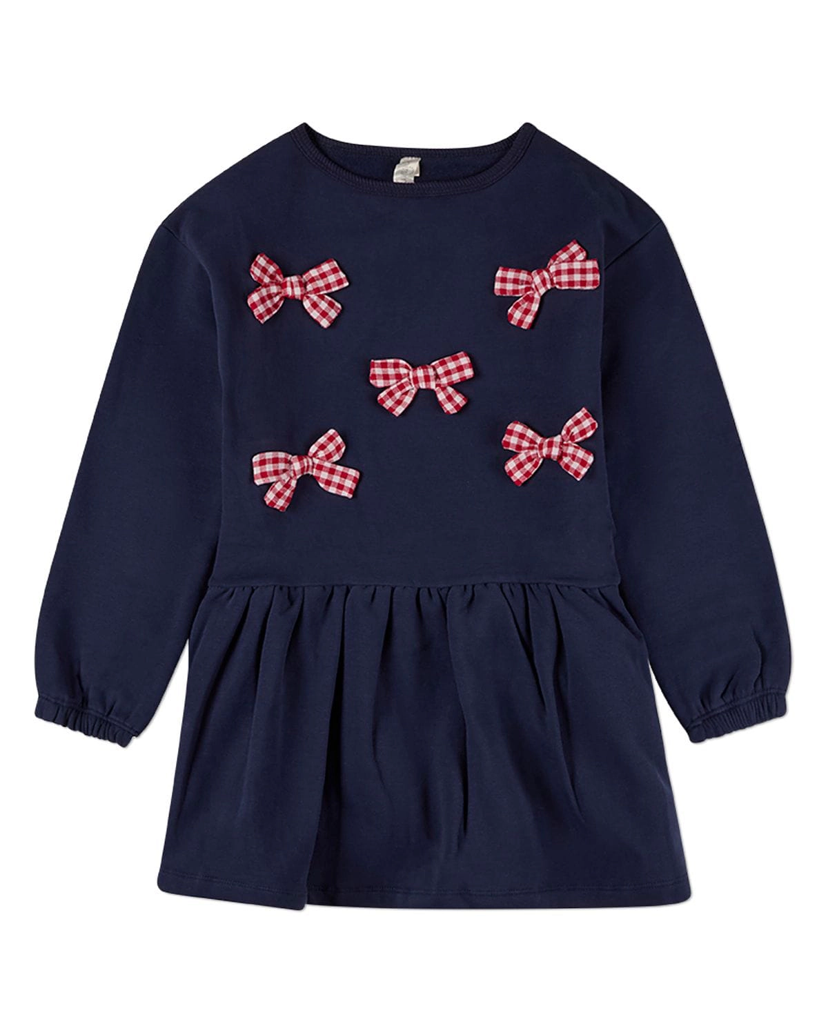 MeMoi Kids Girls "The Gingham Bow" Cotton-Rich Knee-Length Sweatshirt Dress