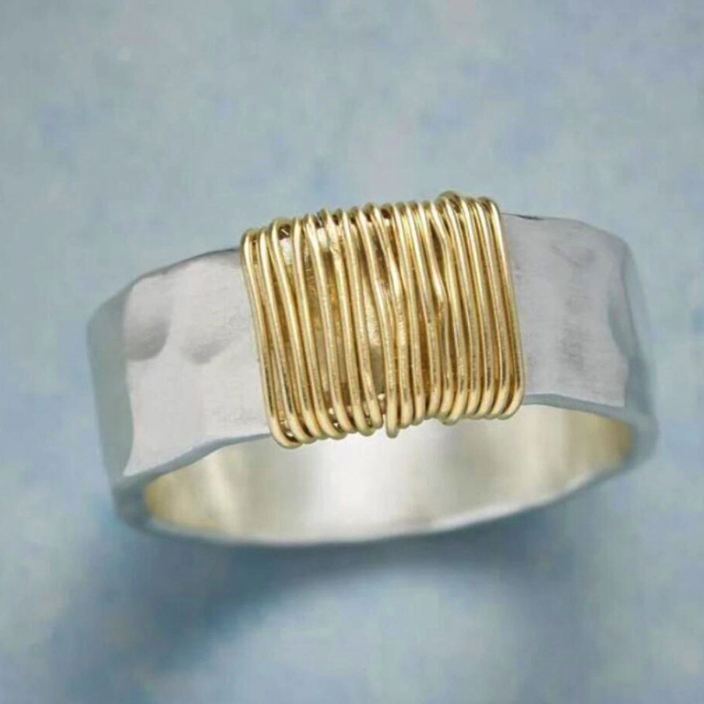 Two-Tone Plain Band Ring for Women Low-Key Versatile for Daily Wear
