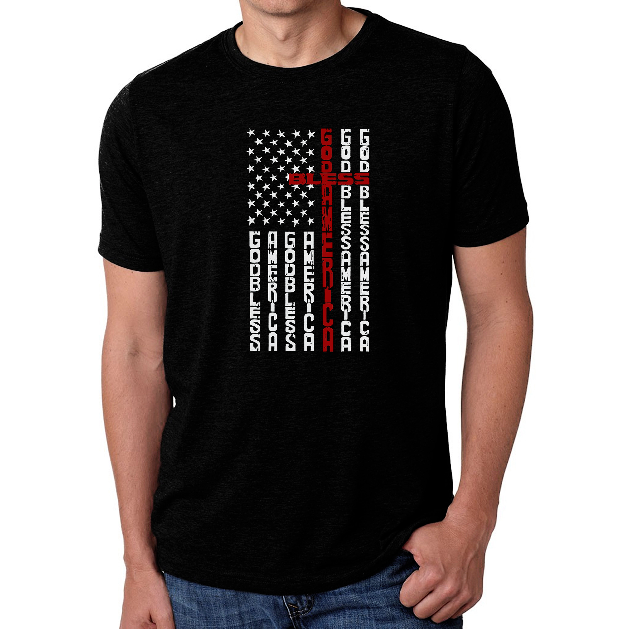 LA Pop Art Men's Cotton-Poly Word T-Shirt - Cross Flag