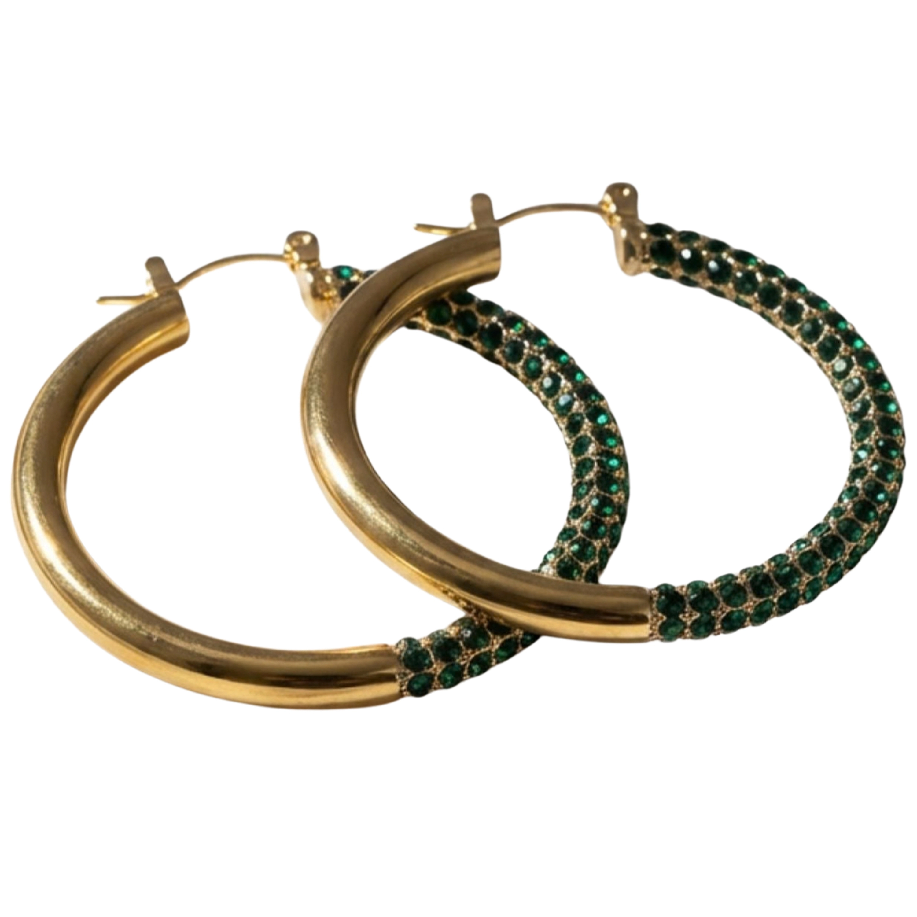 Akalia Paloma Waterproof Two-Tone Emerald Chunky Rope Hoop Earring