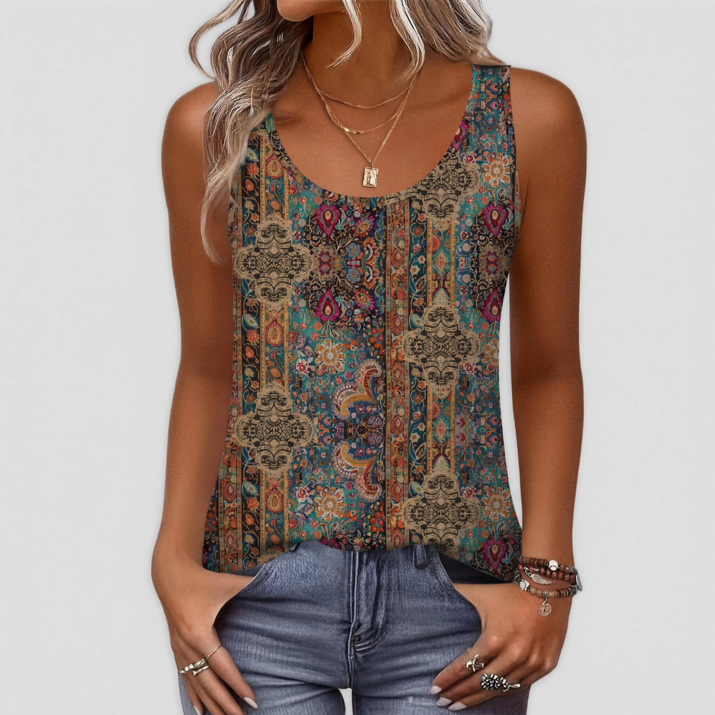 Zeagoo Women's Loose Fit Flowy Round Neck Sleeveless Long Tank Top