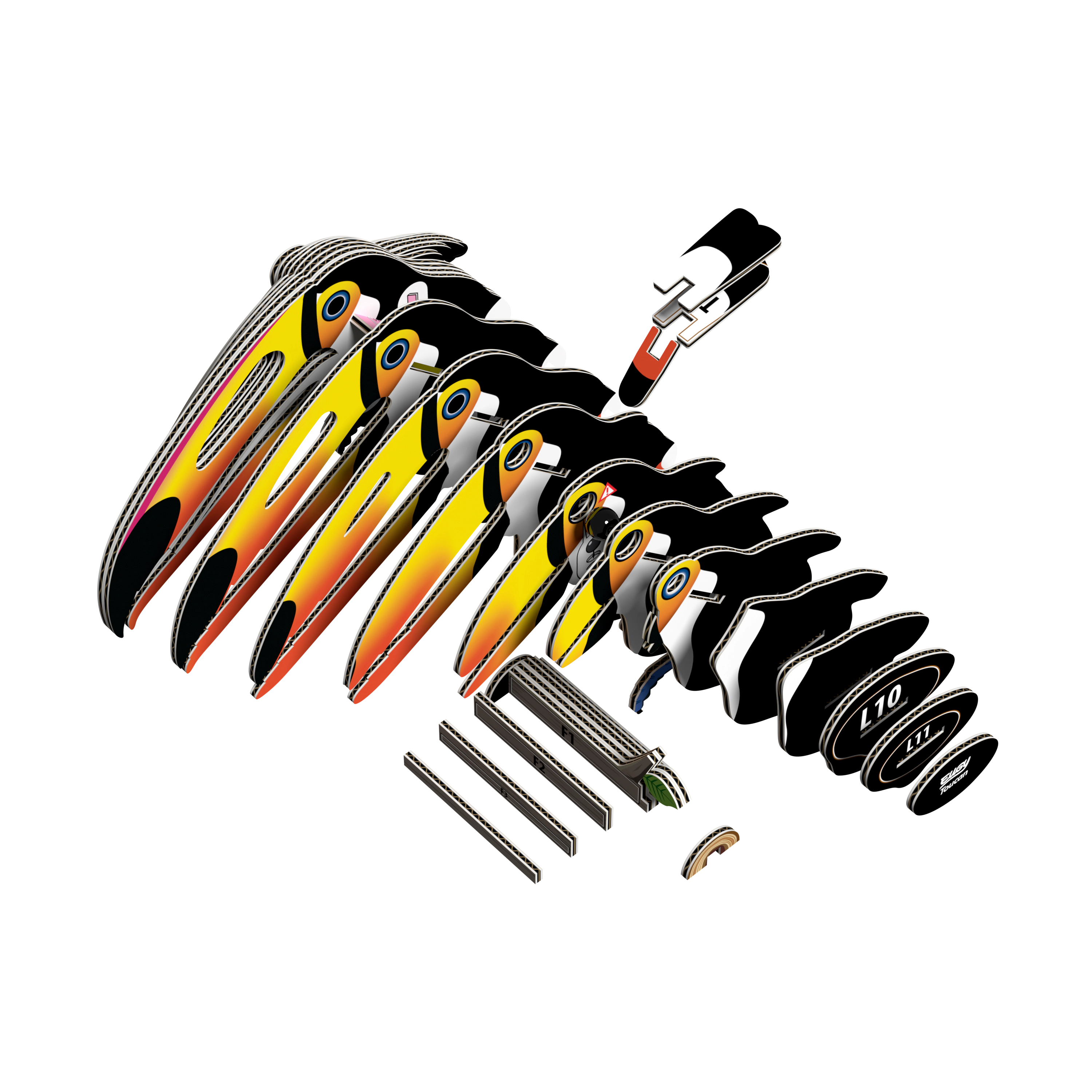 EUGY Toucan 3D Puzzle - contains 37 puzzle pieces