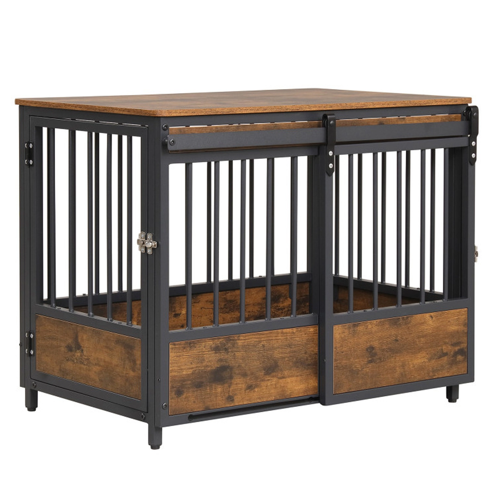 SUGIFT Furniture Style Dog Crate with 2 Doors Safety Latch Dog Mat and 242-lb Wooden Top for Small Dogs
