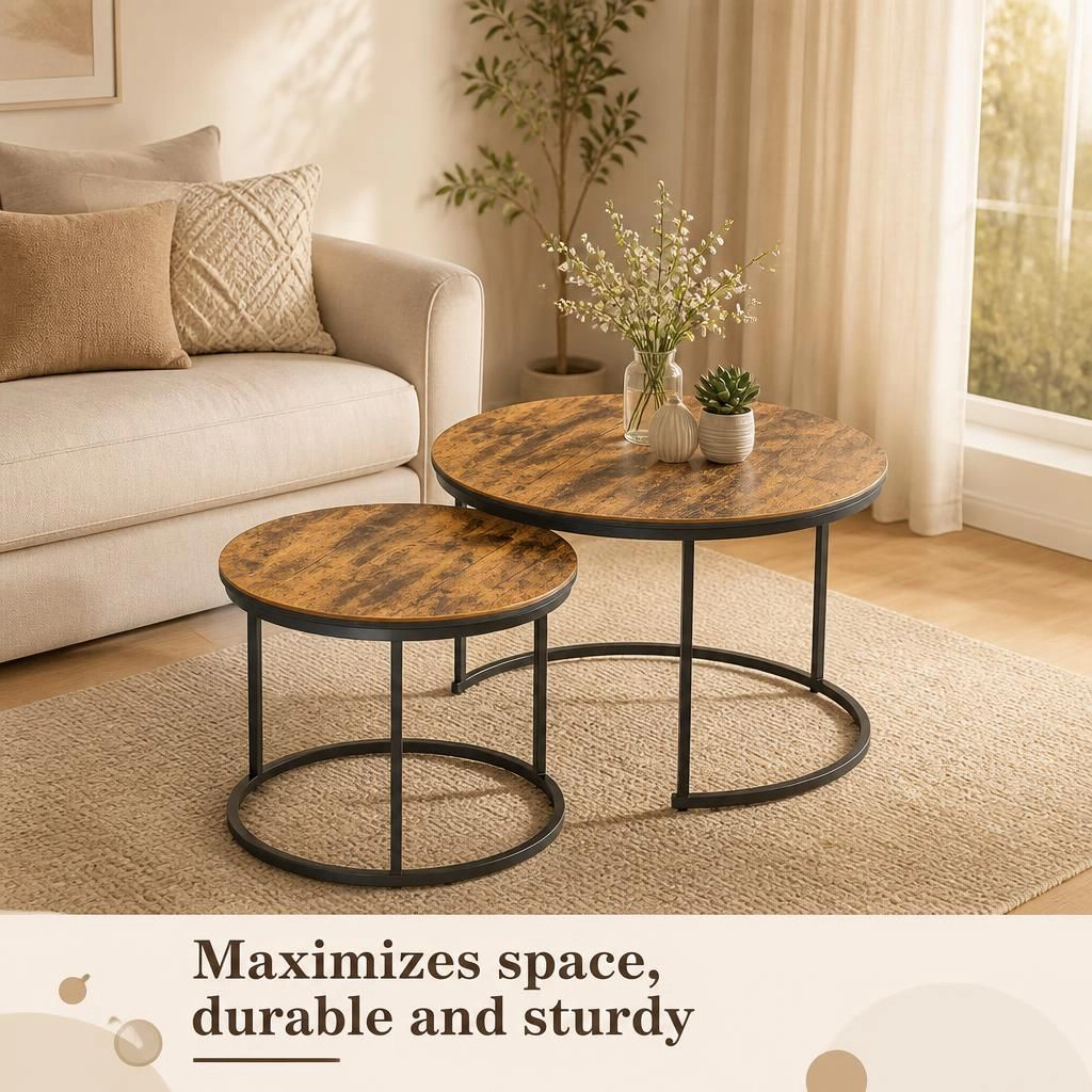 GOODSILO Functional Multi-Use Wood and Metal Flat Accent Table