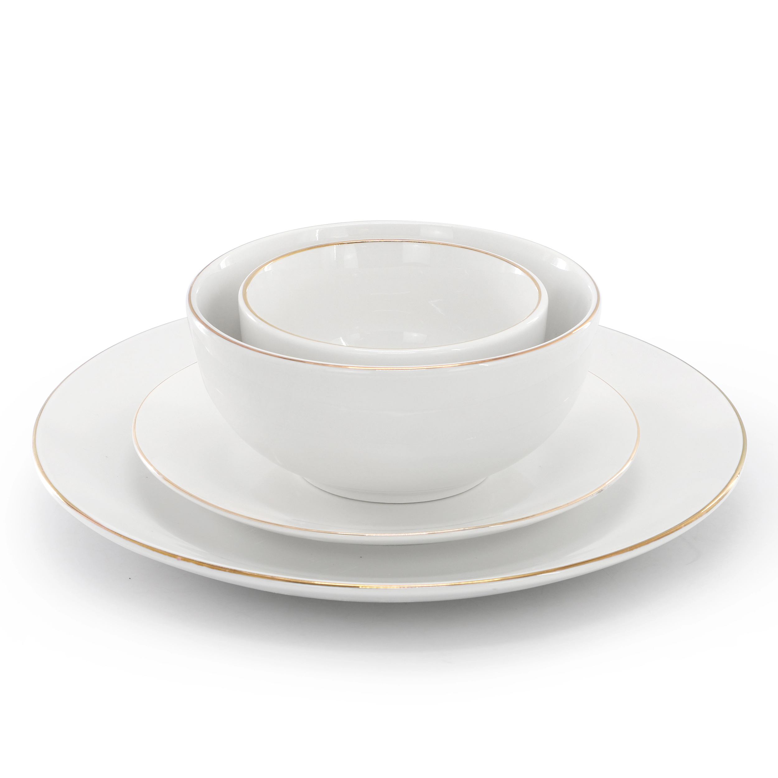 Gibson Home Ogalla 30 Piece Gold Banded Fine Ceramic Dinnerware Set