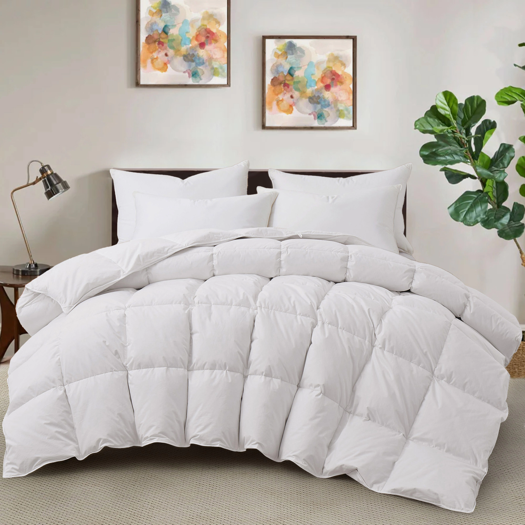 Unikome Luxury Feather Down Fiber Comforter Insert, Soft Fluffy Bedding for Hotel Sleep Experience