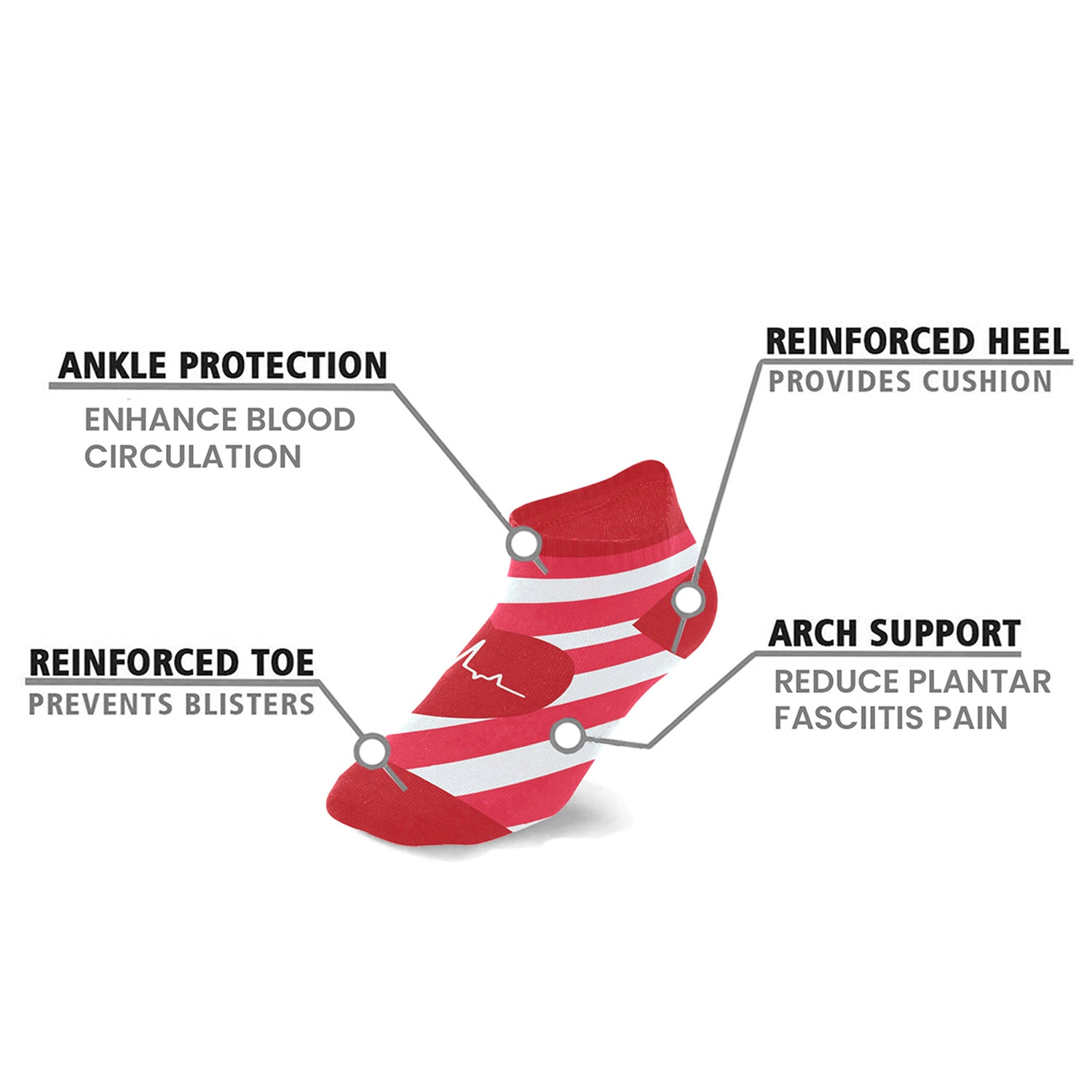 Extreme Fit Nurse-Inspired Medical Print Ankle Compression Socks - 6 Pairs