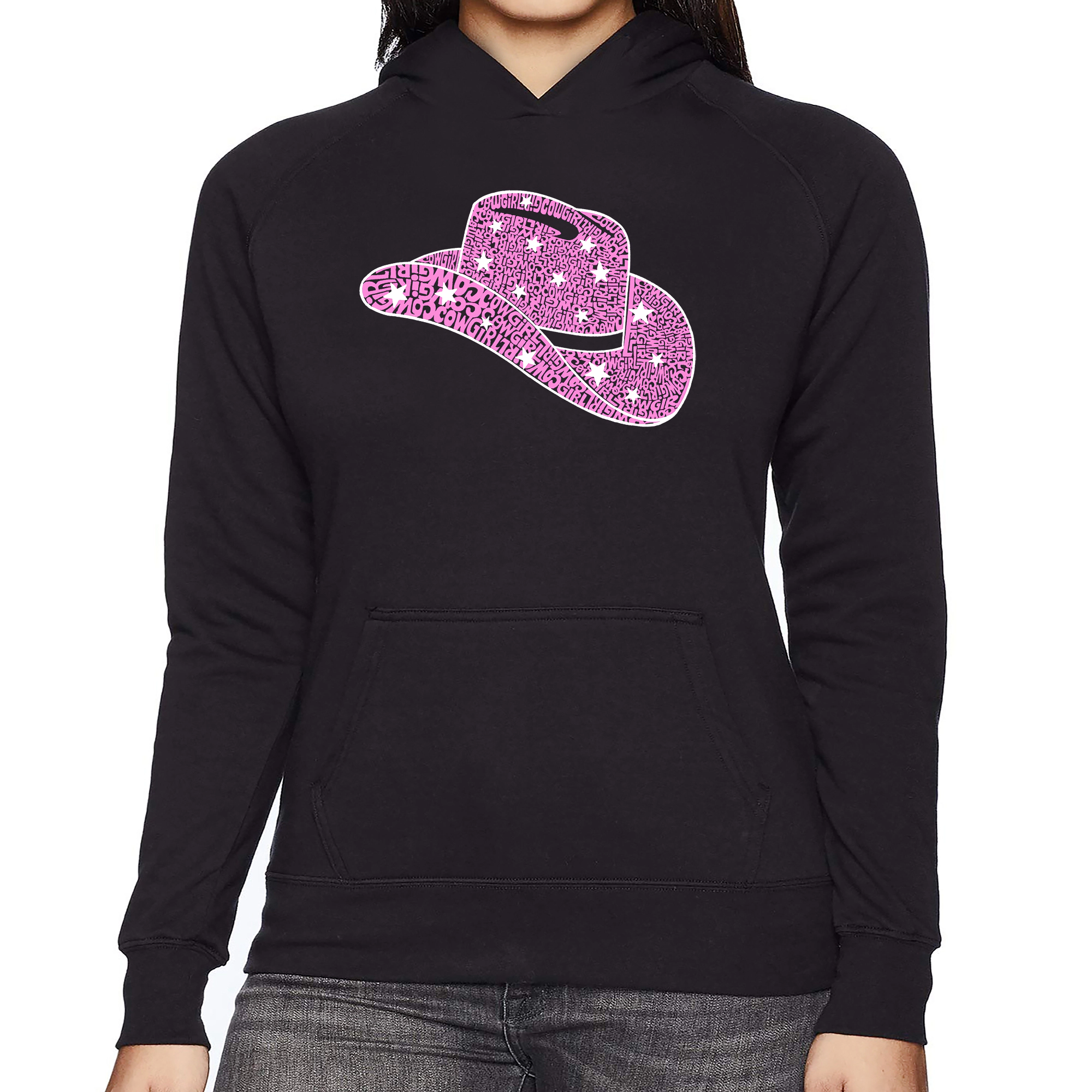 LA Pop Art Cowgirl Hat - Women's Word Hooded Sweatshirt
