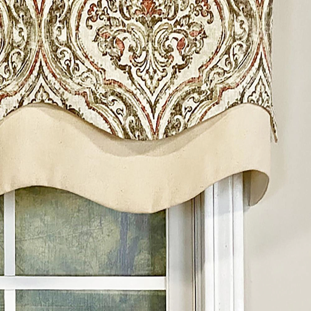RLF Home Diamond Damask Glory Valance Blush. 3" Rod Pocket, Layered. 50"W X 16"L