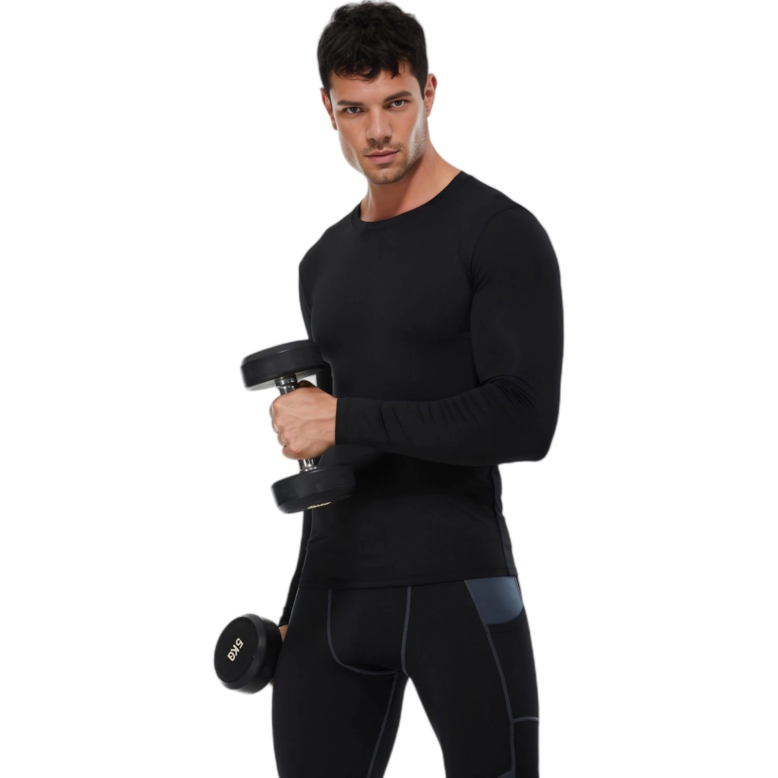 Anna-Kaci Men's Long Sleeve Compression Shirt with Crew Neck and Stretch Performance Fit