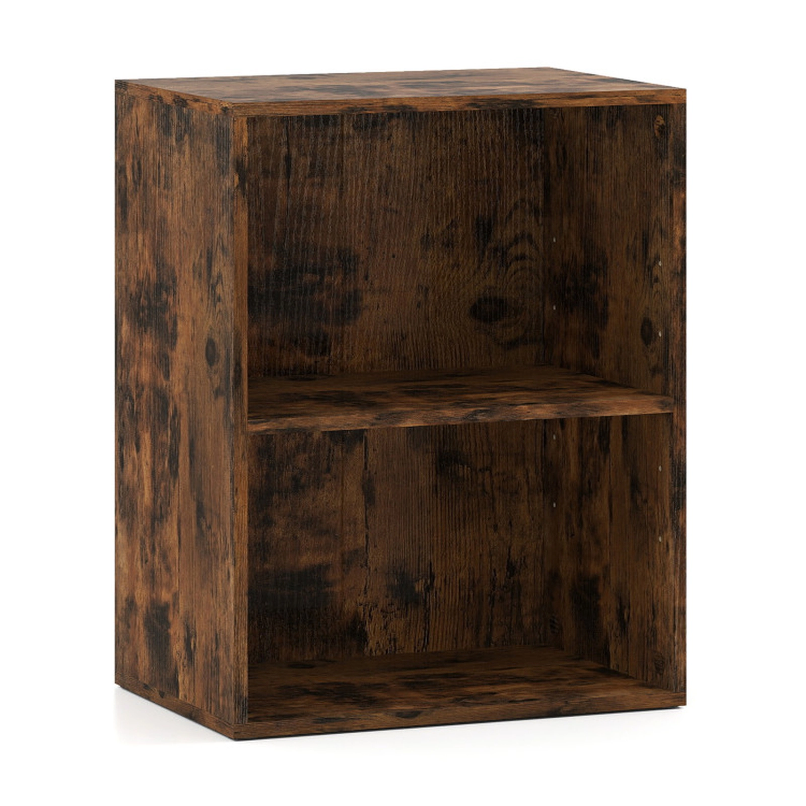 SUGIFT Brown Set of 2 2-Cube Bookcases with 5-Position Adjustable Shelf