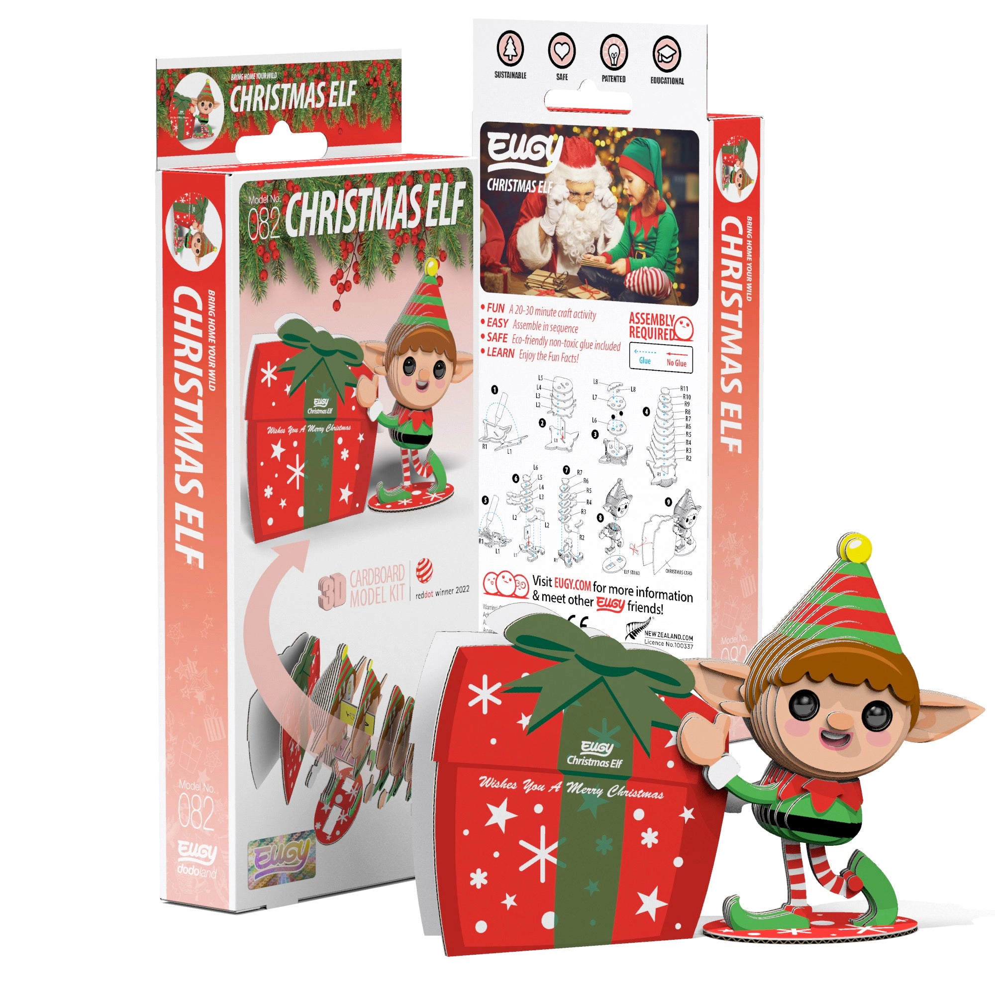 EUGY Christmas Elf 3D Puzzle - contains 38 puzzle pieces