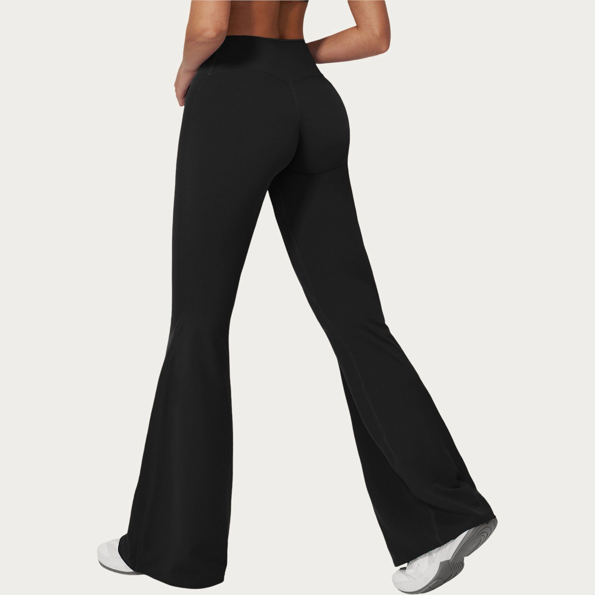Anna-Kaci Active Women's High Waist Flare Yoga Pants with Wide Leg Stretch Fit and Seam Detail