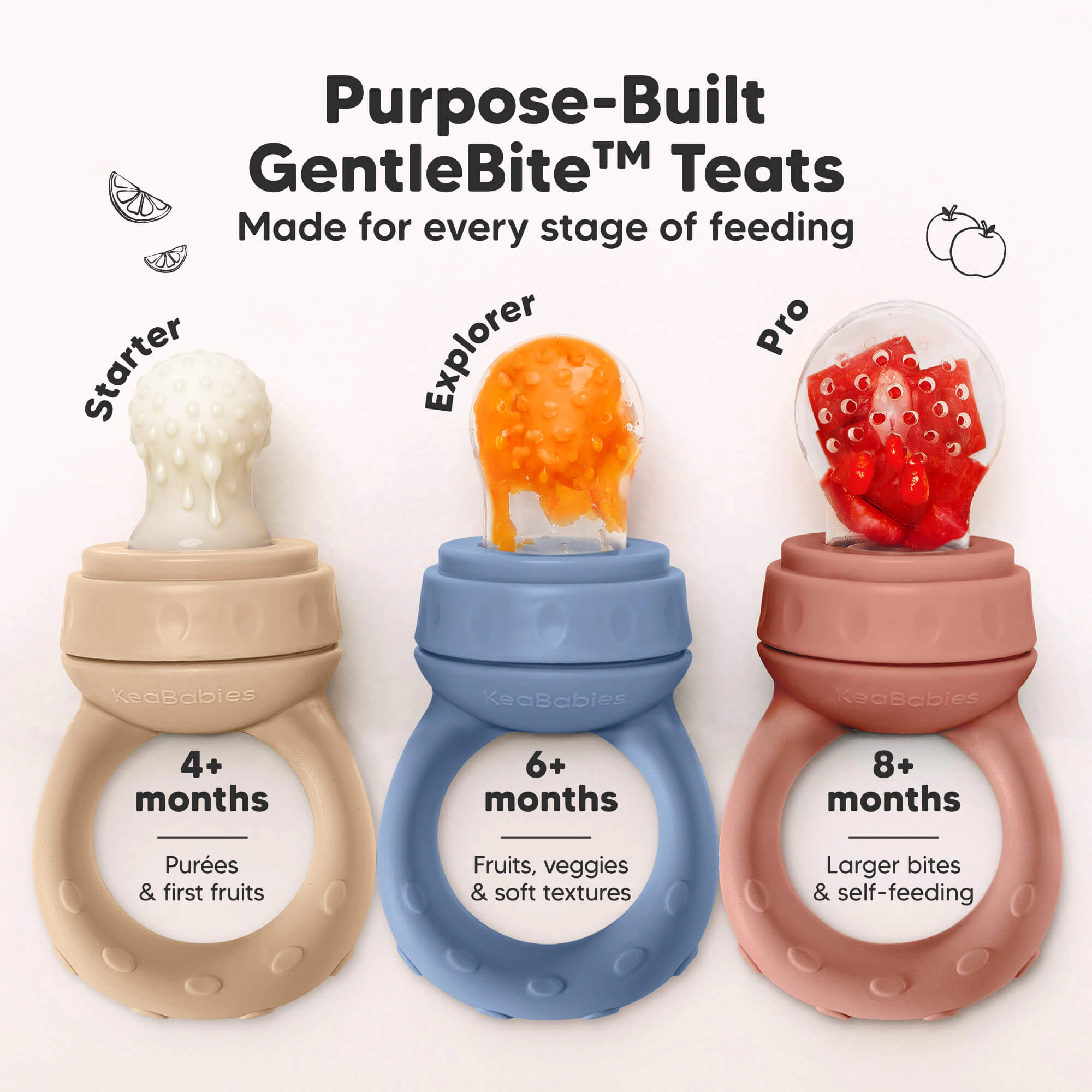 KeaBabies 2-Pack Lil’ Prep Baby Food Feeders for BLW Boys, Girls