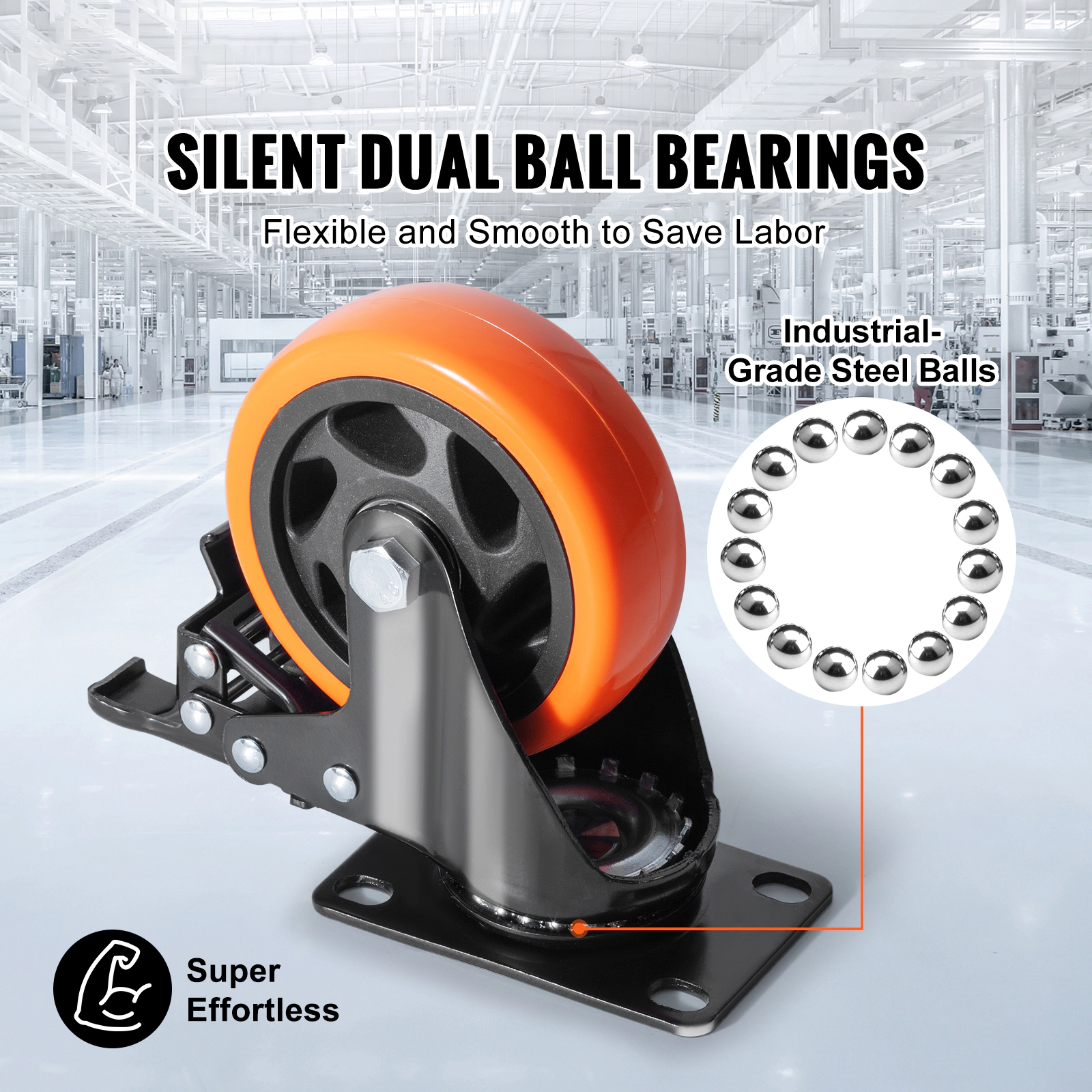 HONGGE Caster Wheels Swivel Plate Casters with Wheels Per Caster Wheels
