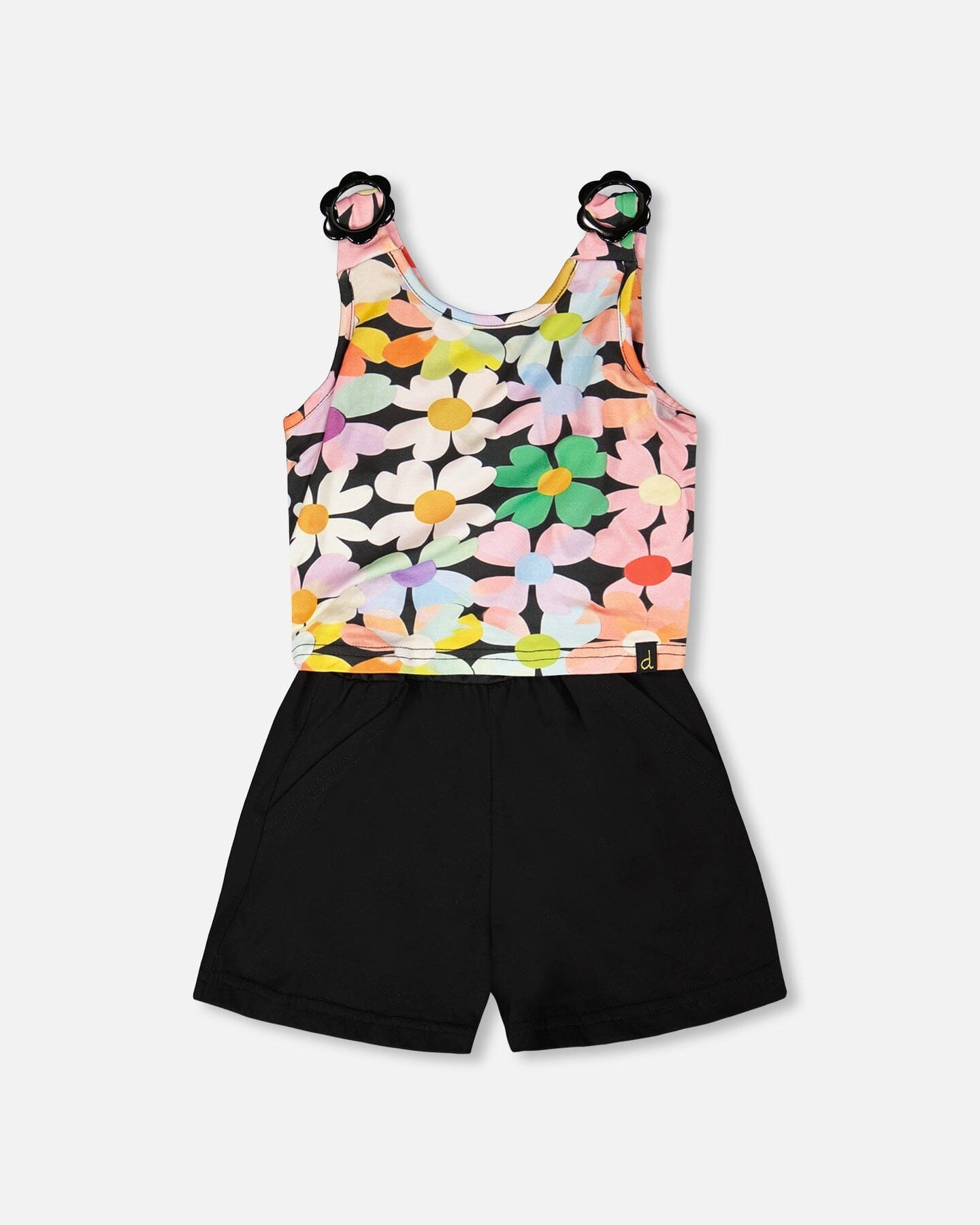 Deux par Girls Sleeveless Jersey Jumpsuit Printed Flowers