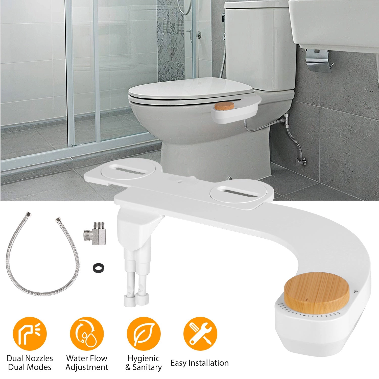 GBruno Non-Electric Dual Nozzle Bidet Attachment