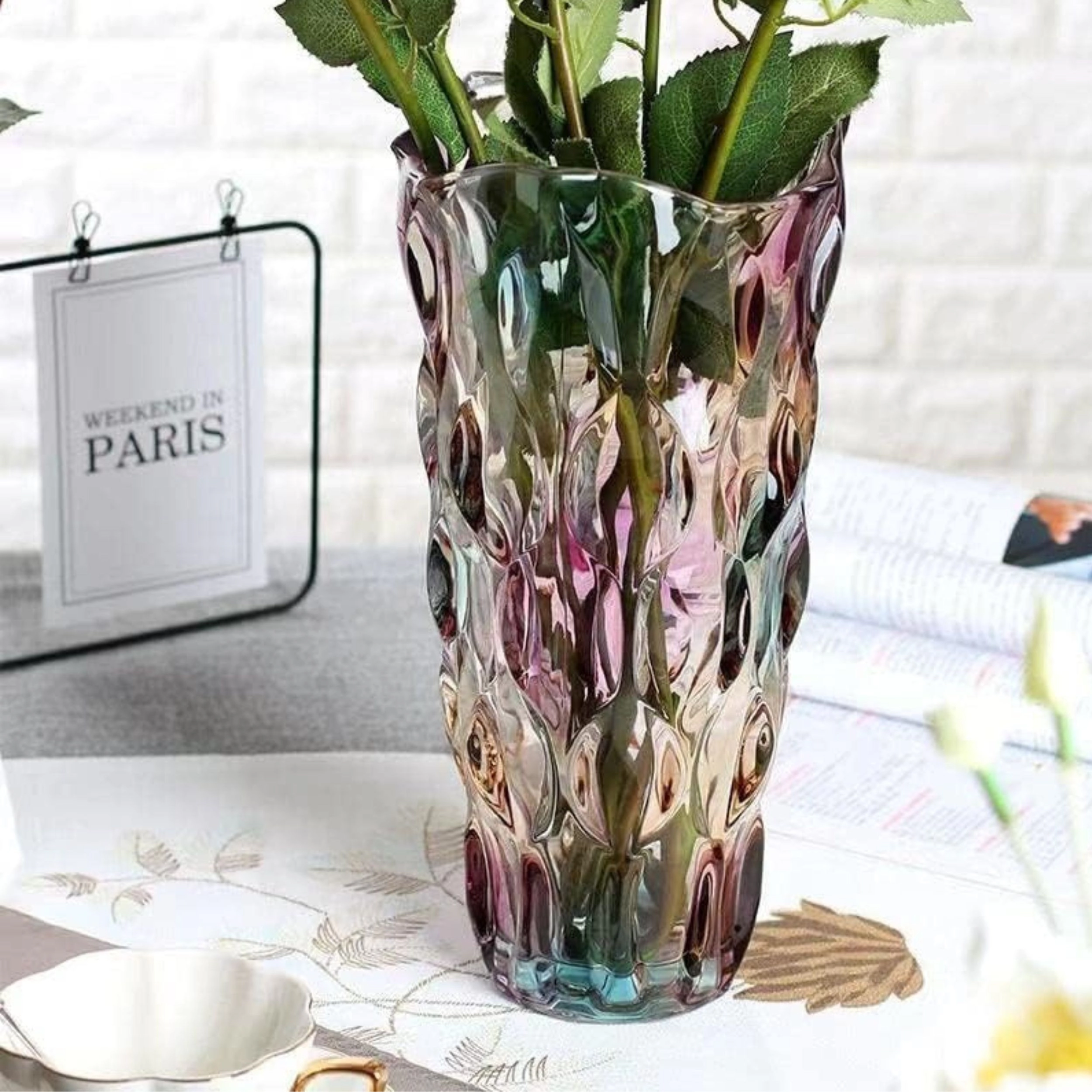 Stock Preferred Large Thickened Crystal Glass Flower Vase for Table Centerpieces