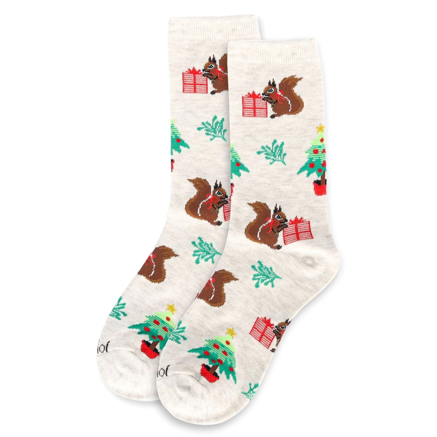 MeMoi Women's Festive Squirrel Crew Socks