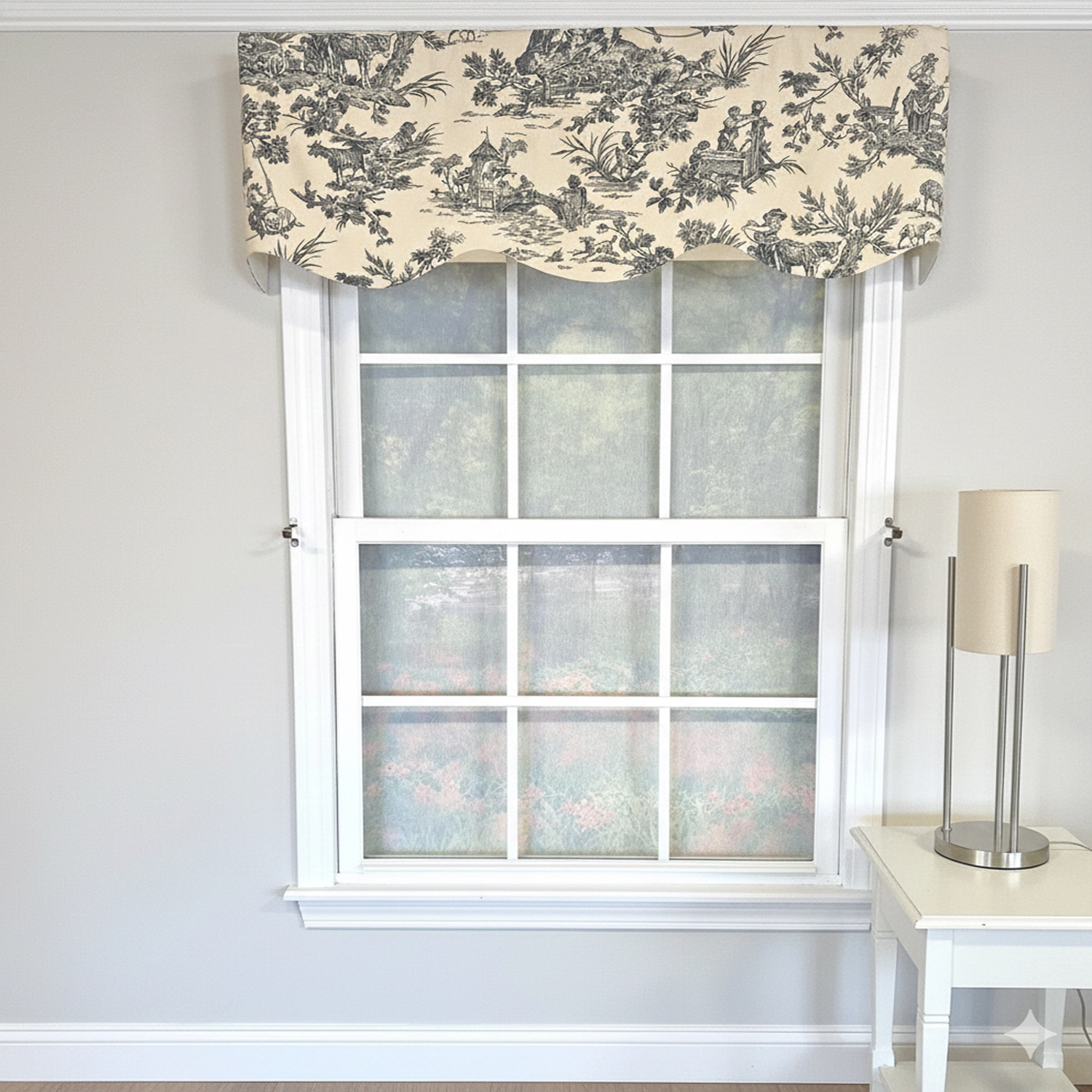 RLF Home Evocative Provance 100% Cotton Rod Pocket Lined  Window Valance 50" x 15" Black