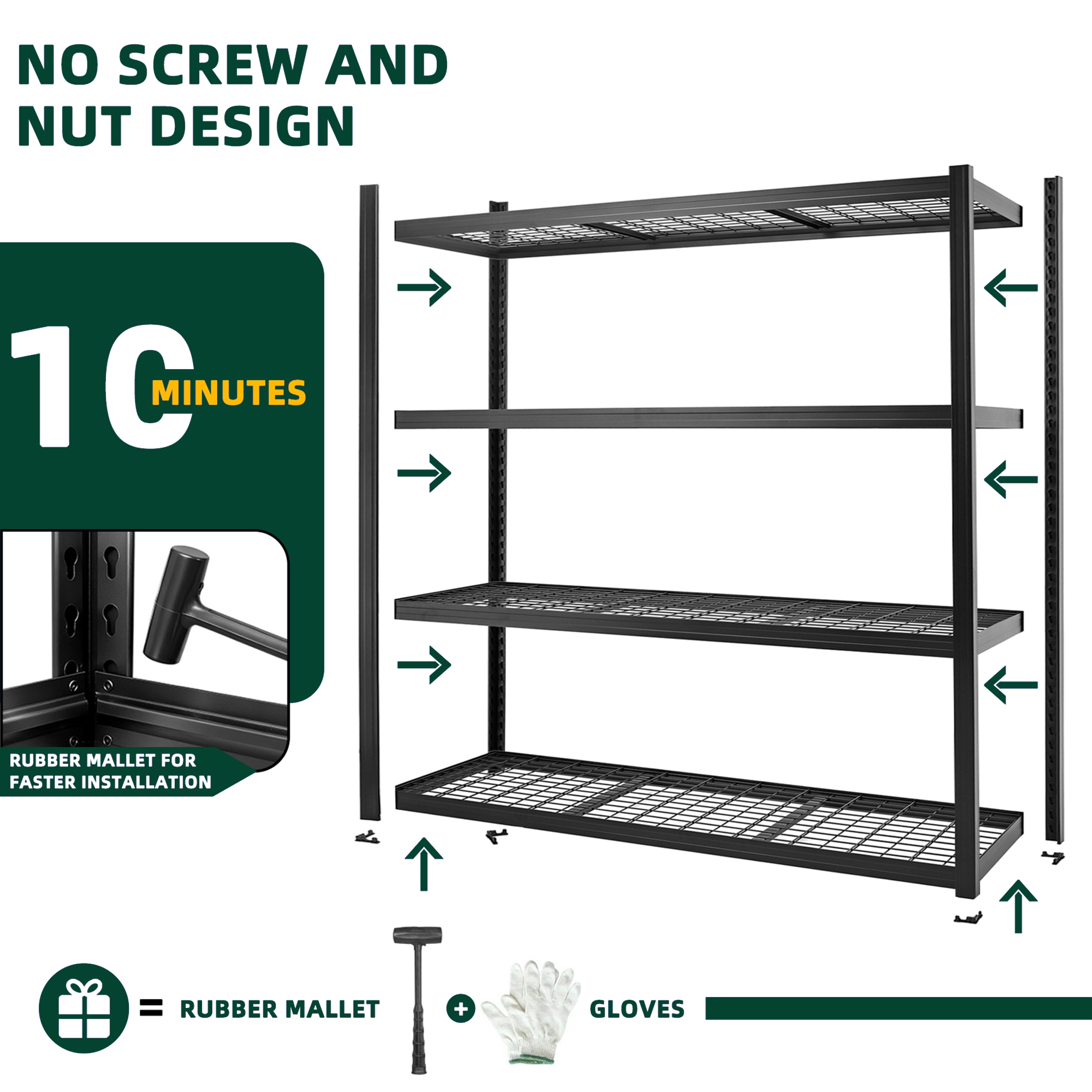Flynama 4 Tiers Steel Industrial Duty Adjustable Garage Storage Shelving Unit in Black (71 in. W x 71 in. H x 24 in. D)