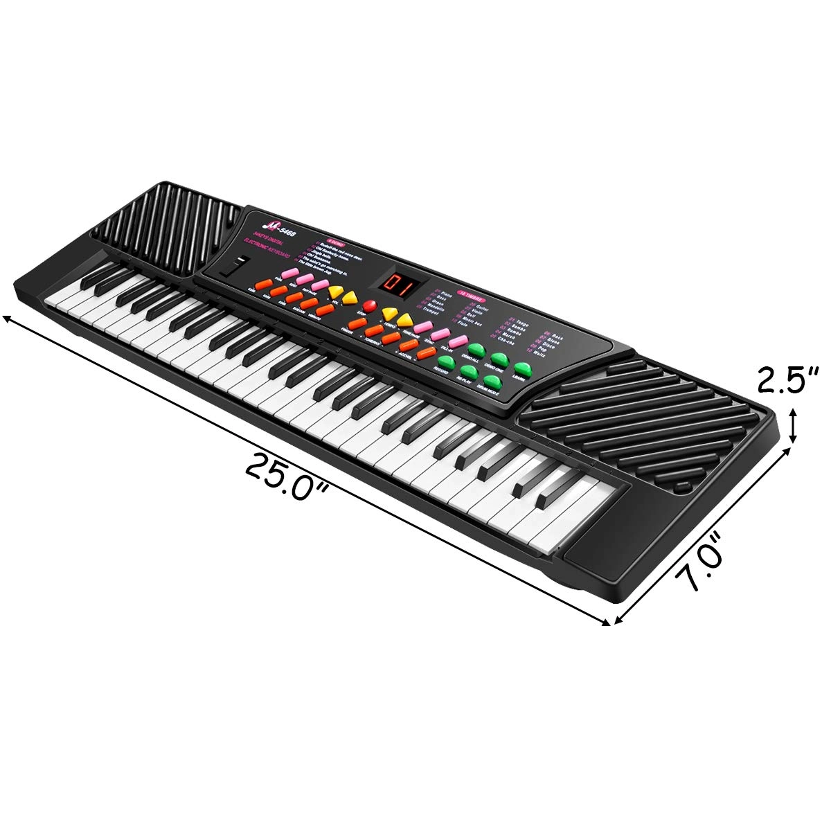 SUGIFT Kids Black 54-Key Electronic Piano Keyboard with LED Display and Learning Mode 25-in W 7-in D 2.5-in H