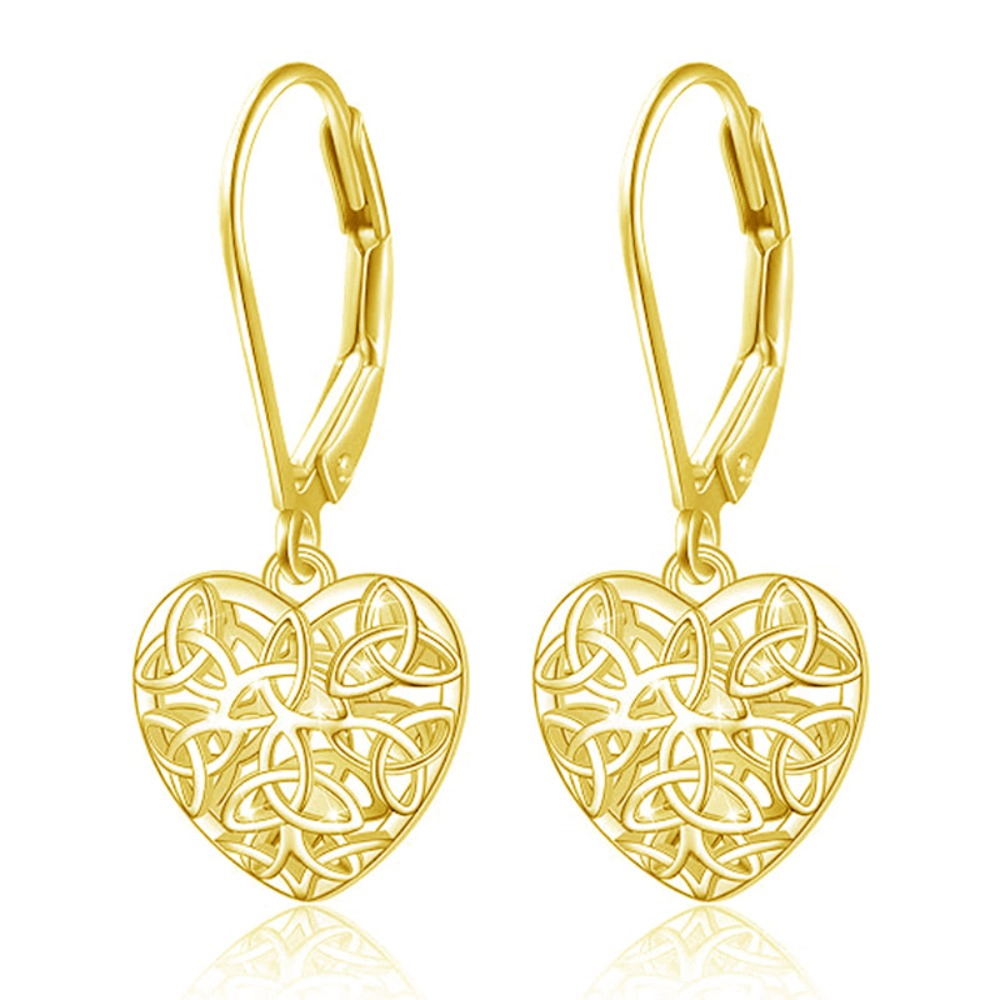 Wardrobe Whimsy Celtic Knot Heart Leverback Dangle Earrings for Women