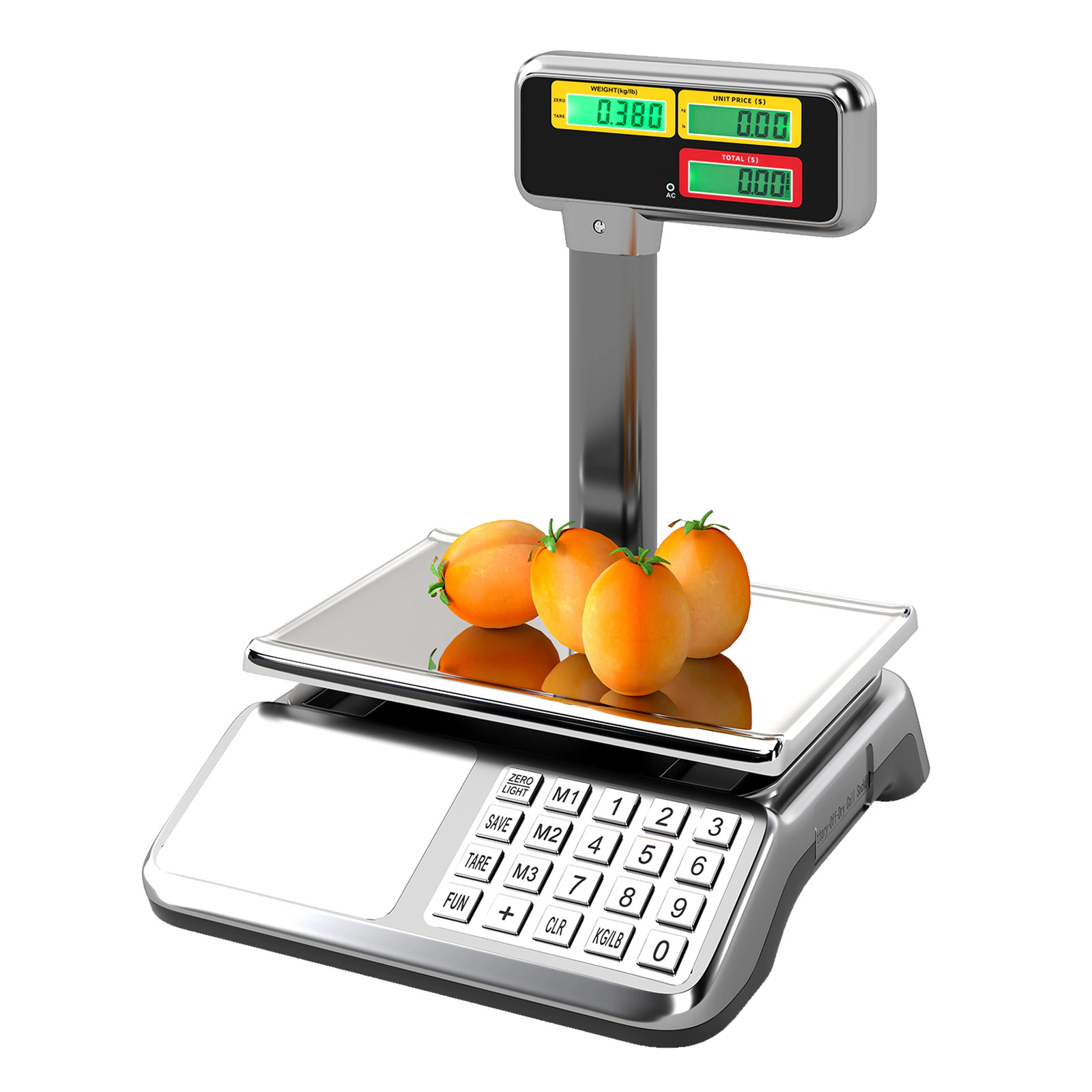 SUGIFT Silver 88 lb Price Computing Food Scale with Pole and Dual LCD Display 17-in W 13-in D 16.5-in H