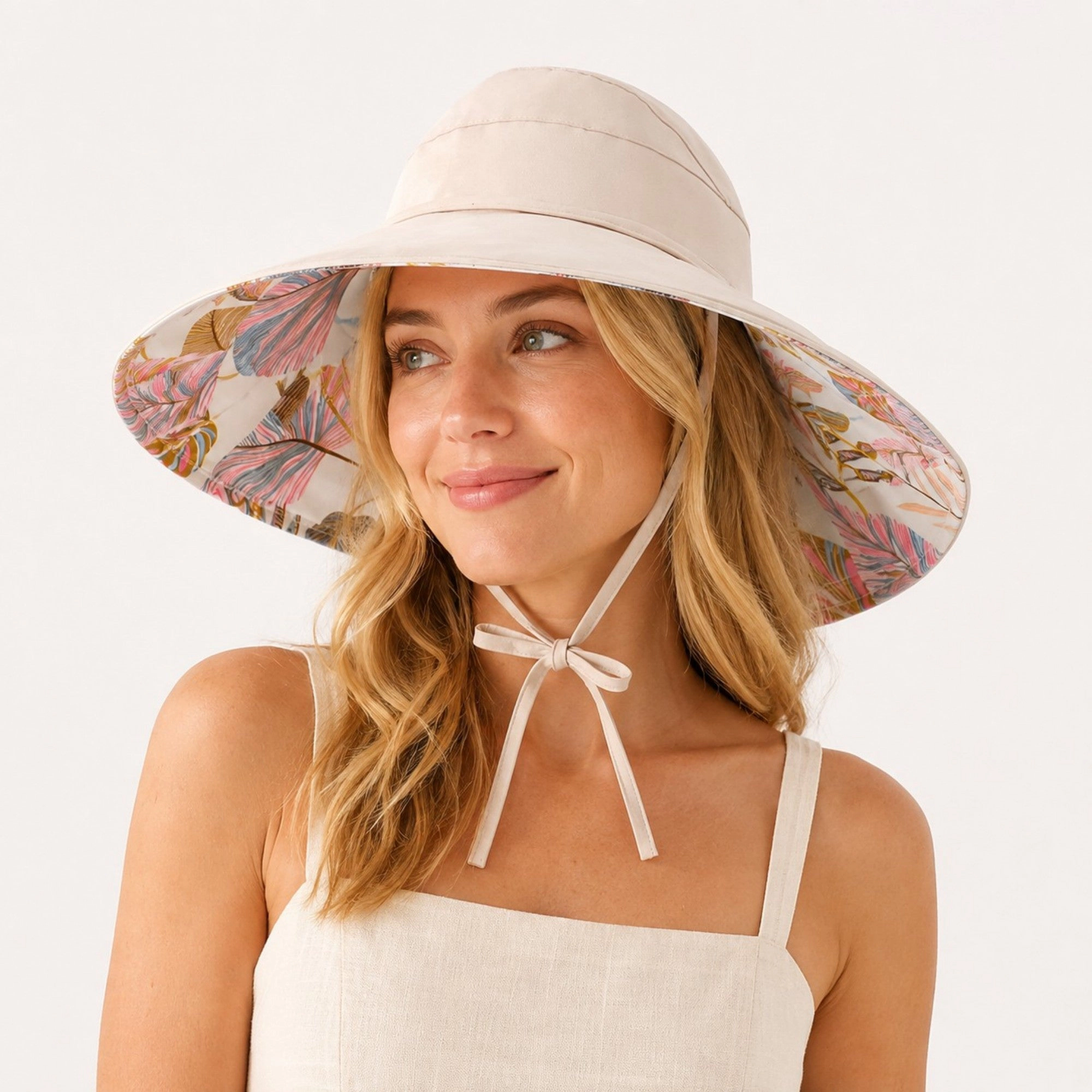 Anna-Kaci Women's Reversible Wide Brim Sun Hat UV Protection Floral Print Beach Outdoor Bucket