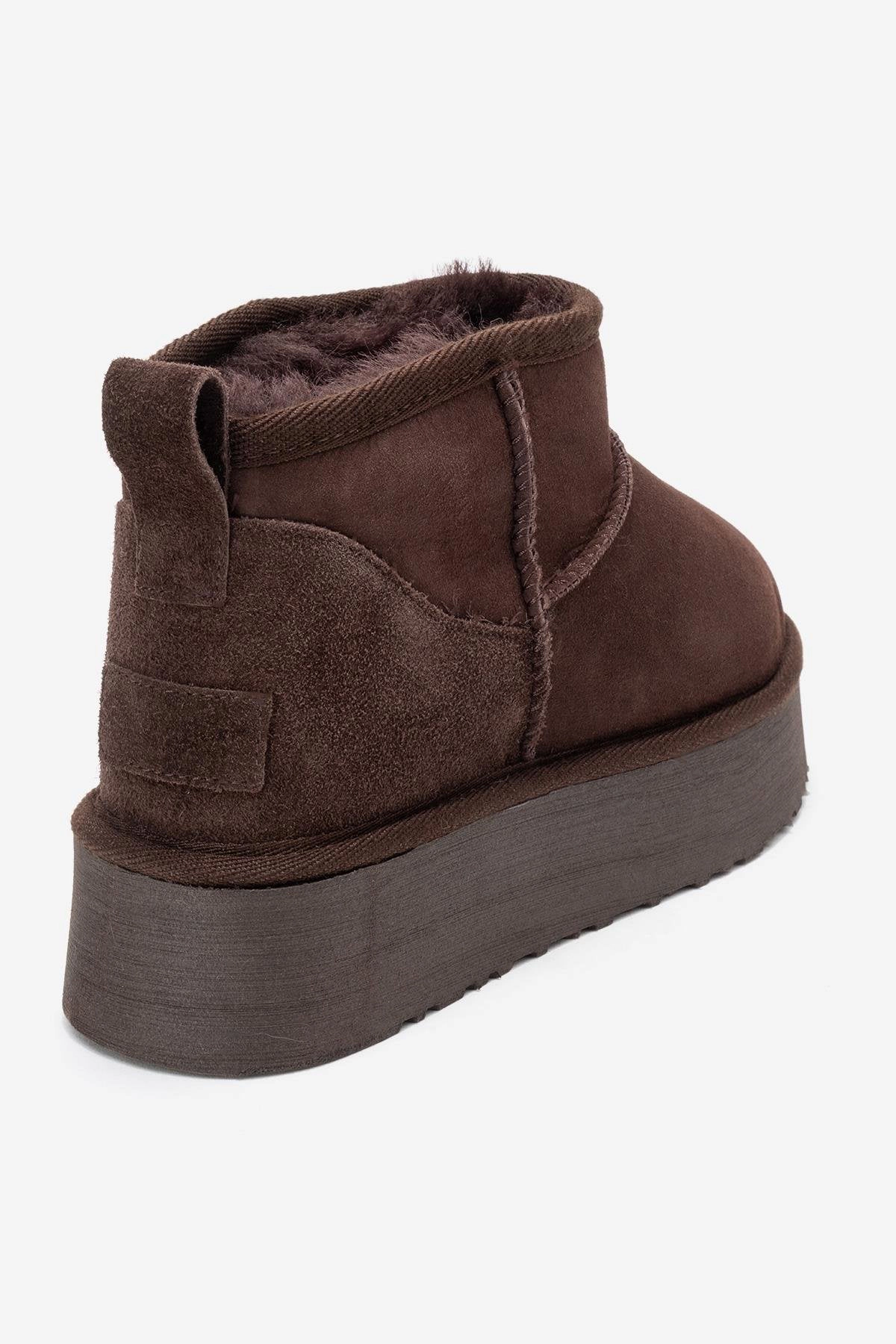 Forever & Always Womens Havana Leather Platform Ankle Boots