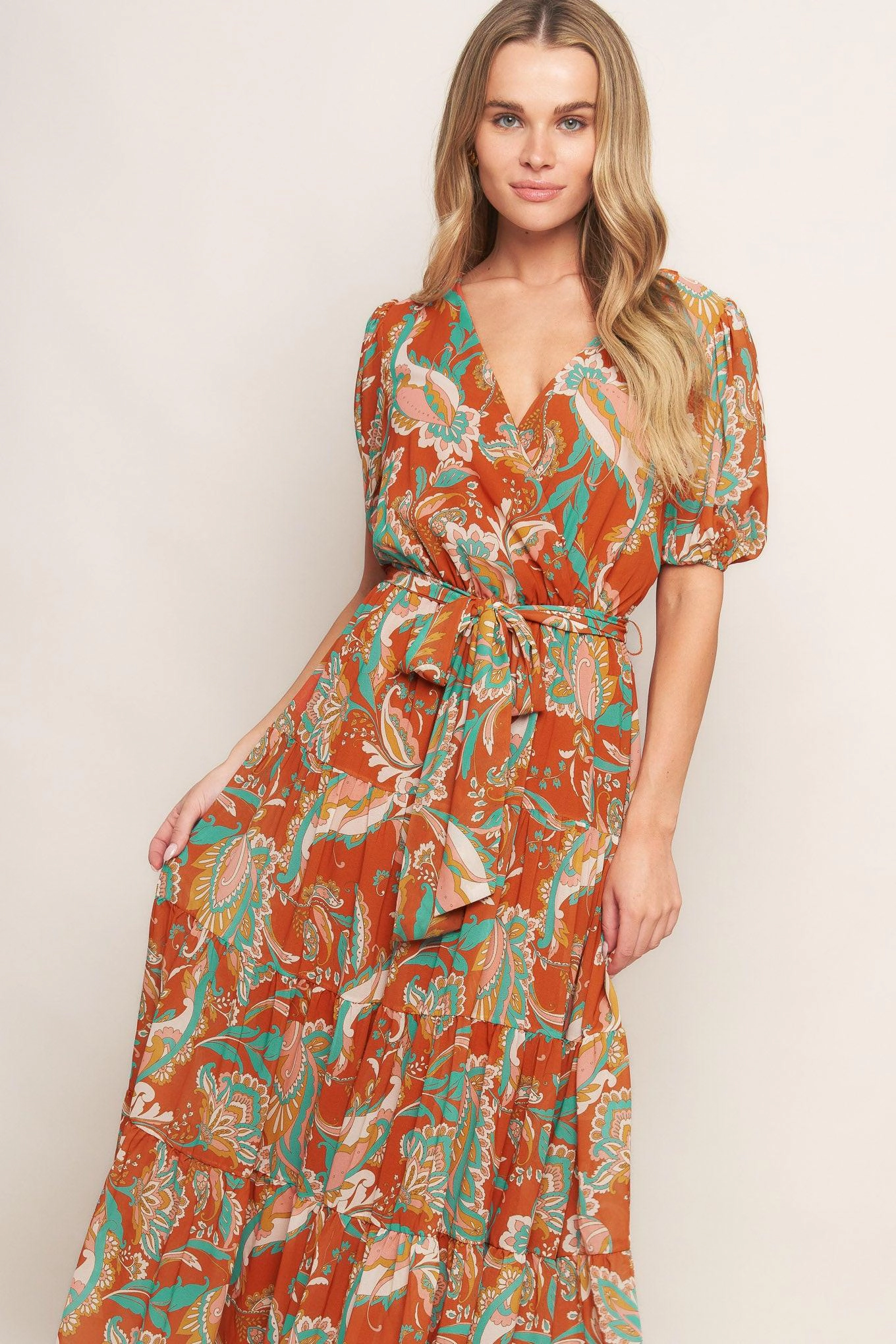 TRUEDAMES Women Can'T Live Without Rust Woven Midi Dress