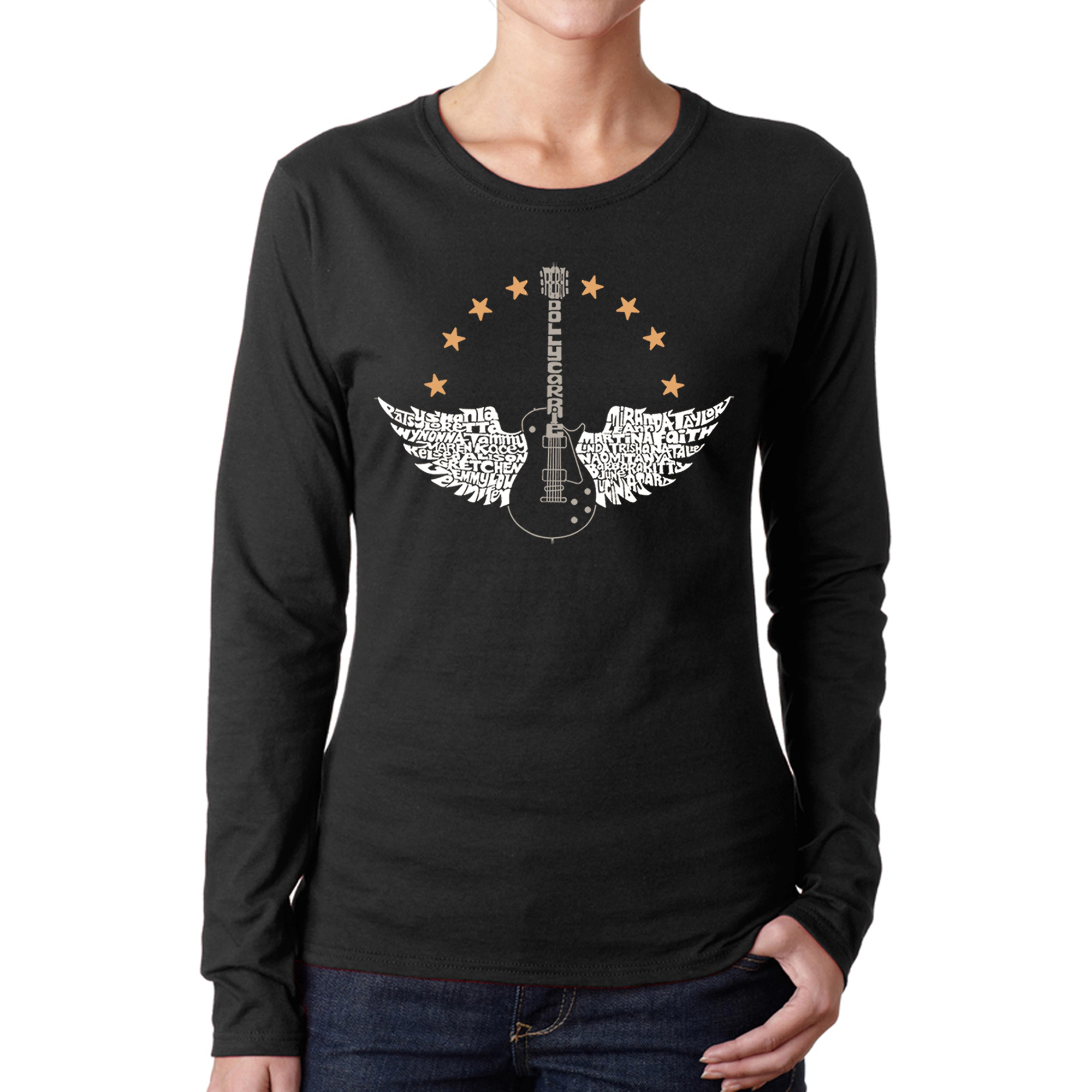 LA Pop Art Women's Word Long Sleeve T-Shirt - Country Female Singers