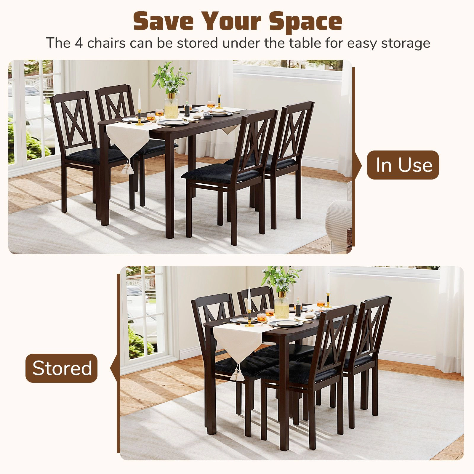 SlickBlue 5 Piece Dining Set with Table and 4 Chairs