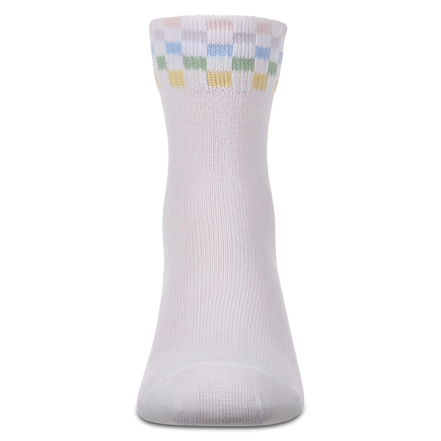 Memoi Girls "Pastel Race Car"-Themed Cotton-Rich Crew Sock