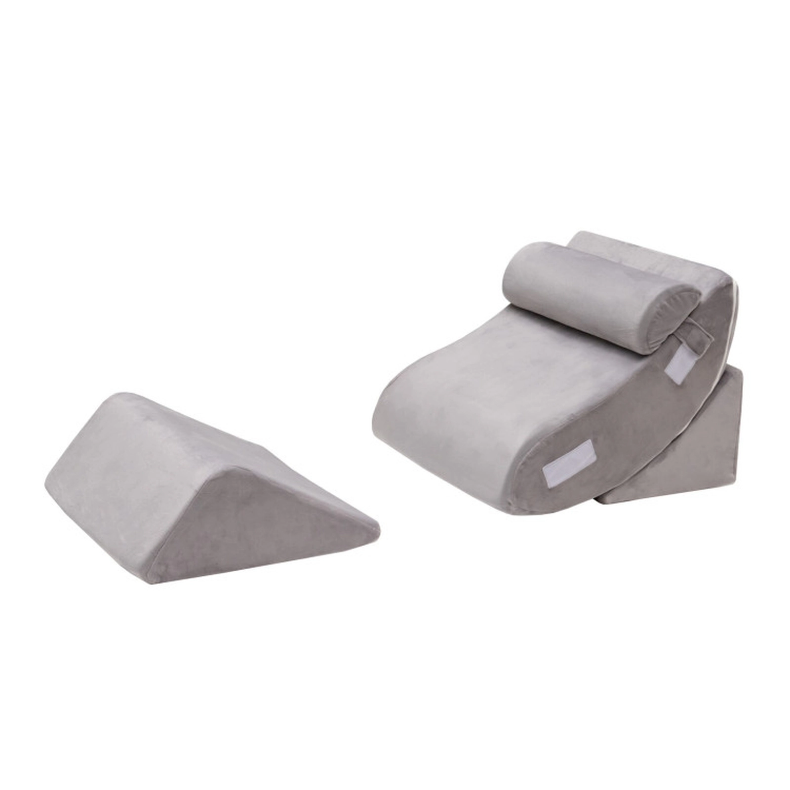 SUGIFT 4-Piece Memory Foam Bed Wedge Pillow Set Back Neck Leg Relief 24-in Wedge 27-in Backrest 23.5-in Headrest Gray