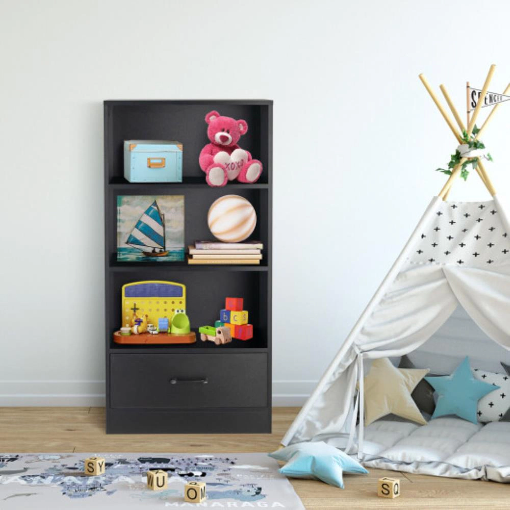Hivvago 48 Inch Tall 4 Tiers Wood Bookcase with Drawer