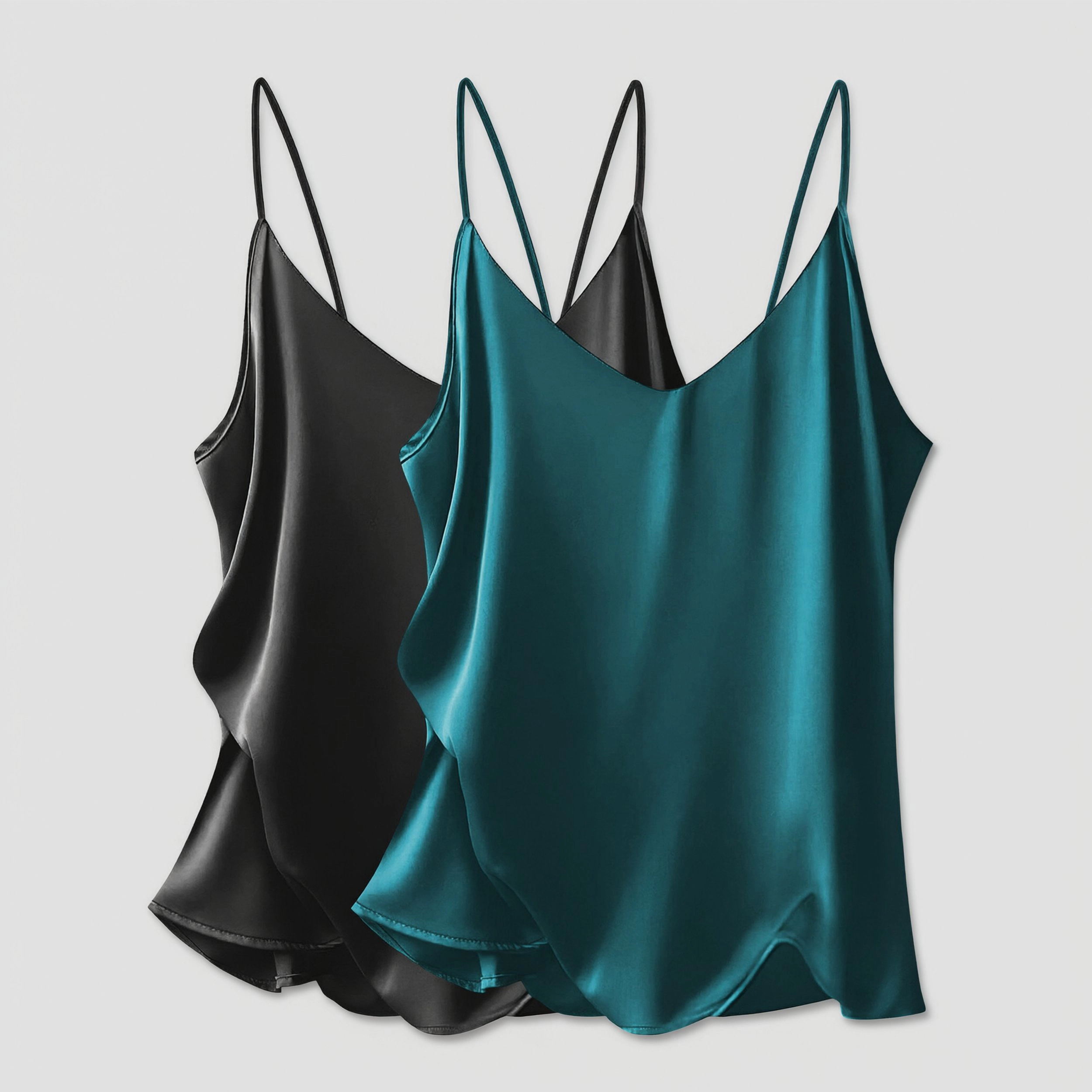 Ekouaer Women's V Neck Spaghetti Strap Satin Camisole Tank Top