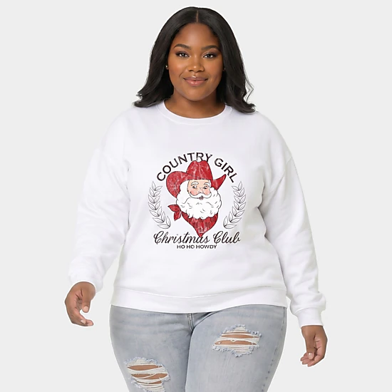 Simply Sage Market - Women's Plus Sized Graphic Sweatshirt - Country Girl Christmas Club