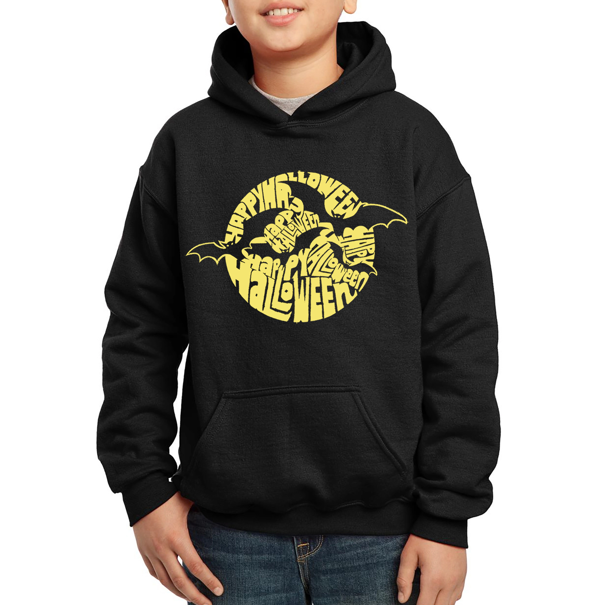 LA Pop Art Boy's Word Hoodie -  Halloween Bats