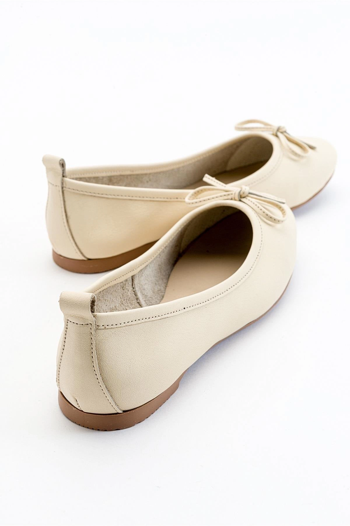 Forever & Always Womens Florence Leather Ballerina Flats