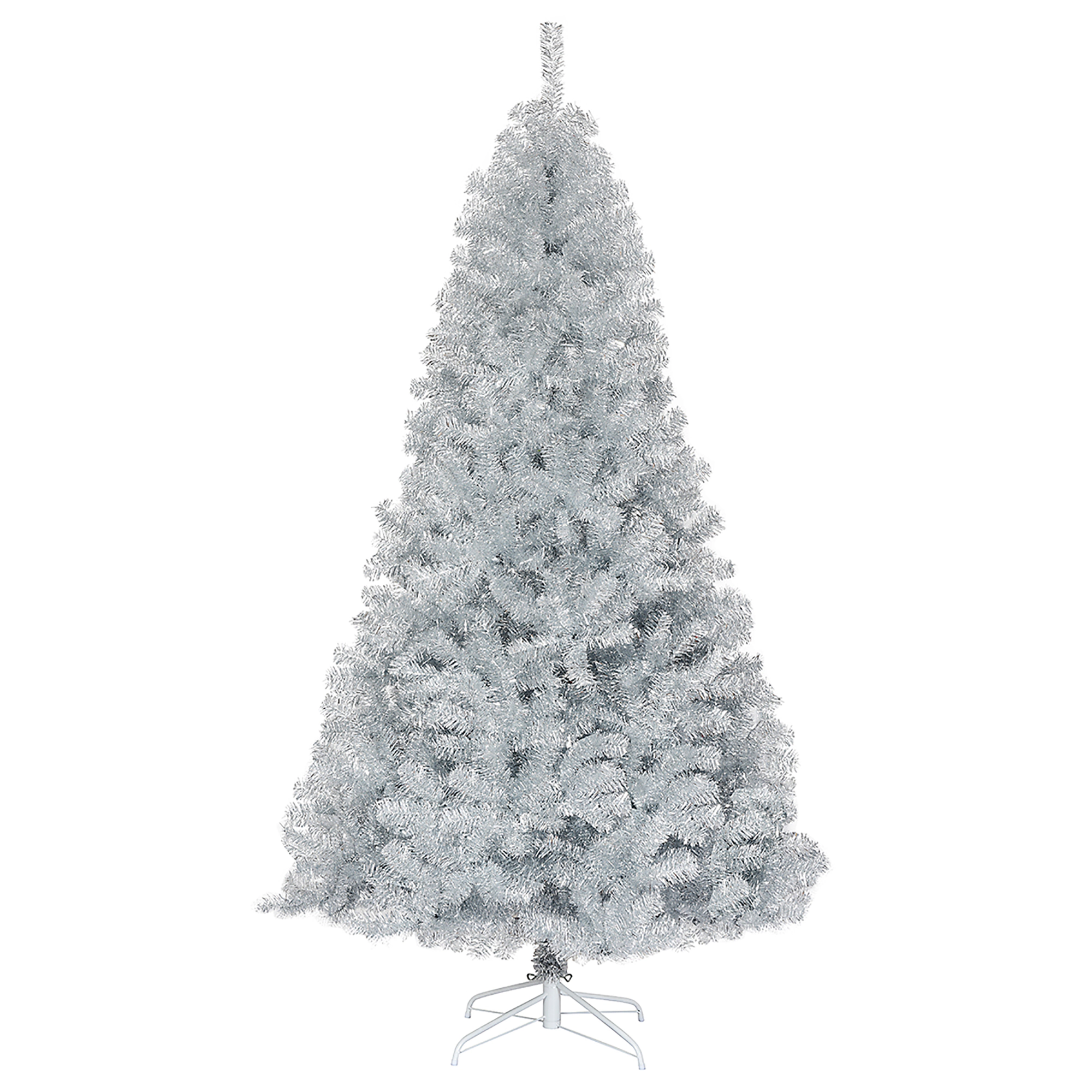 Costway 7.5ft Artificial Tinsel Christmas Tree w/1258 Tips Foldable Stand Champagne