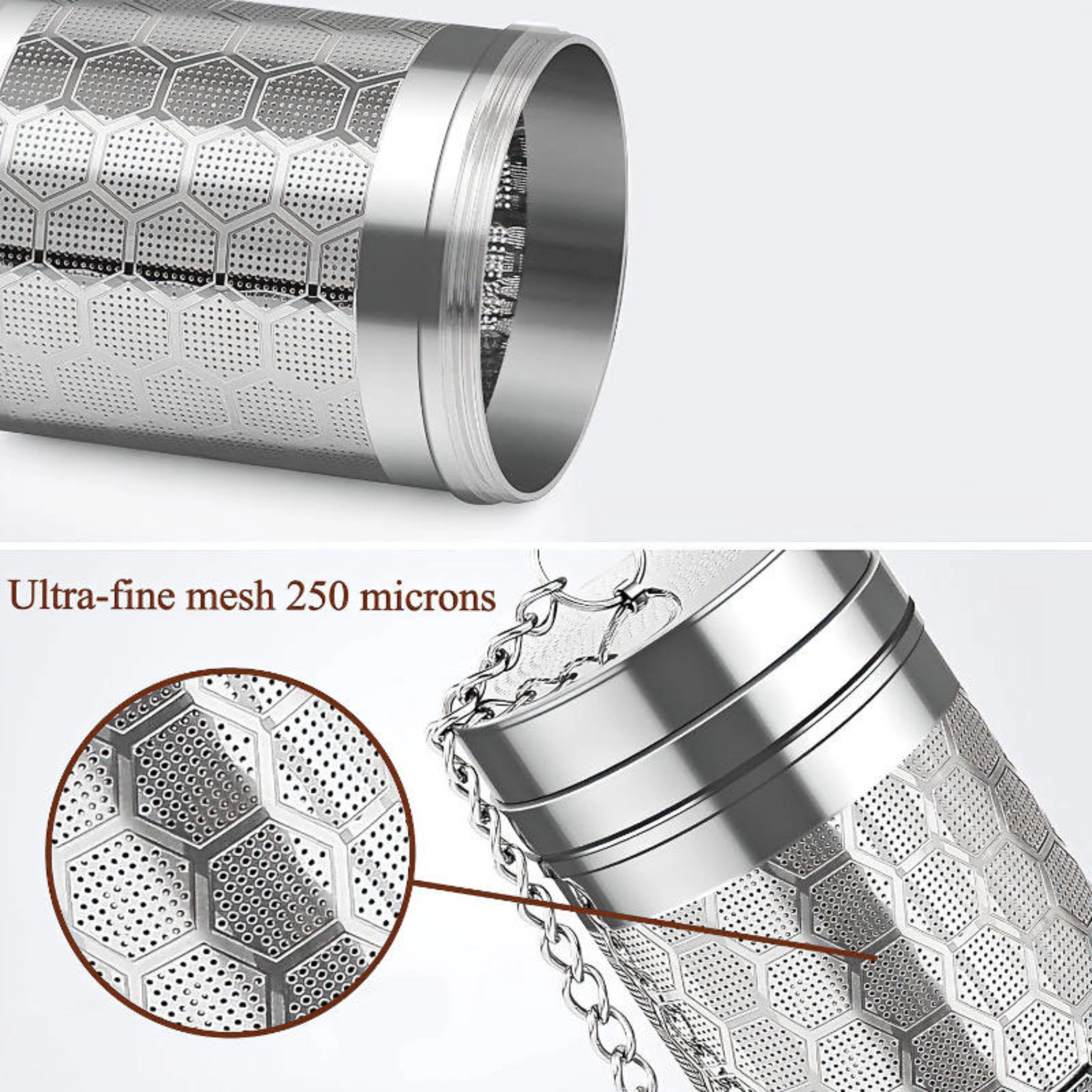 Kitcheniva Stainless Steel Fine Mesh Tea Infuser With Chain & Drip Tray
