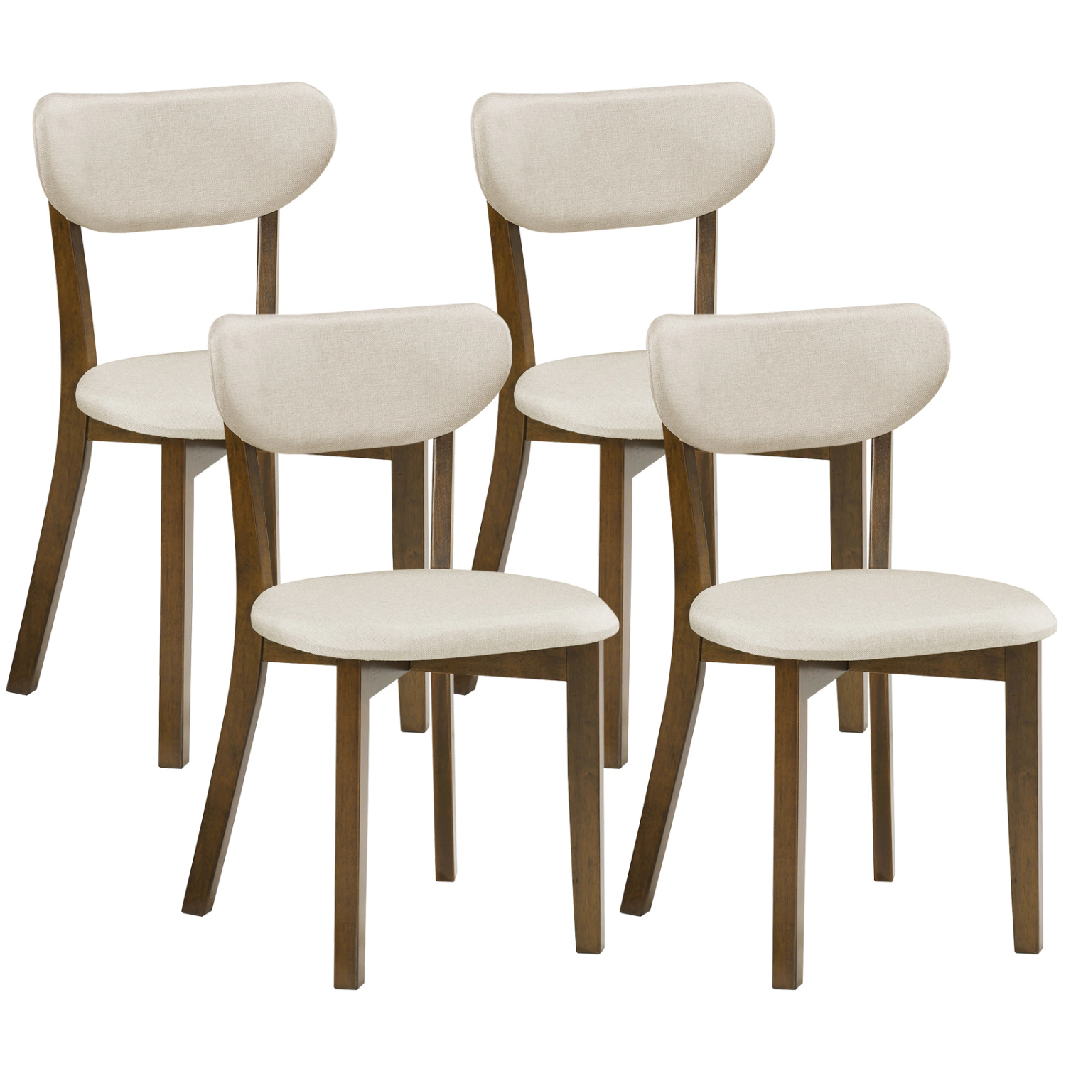 LJG Dining Chairs Set of 4 with Solid Rubber Wood Frame