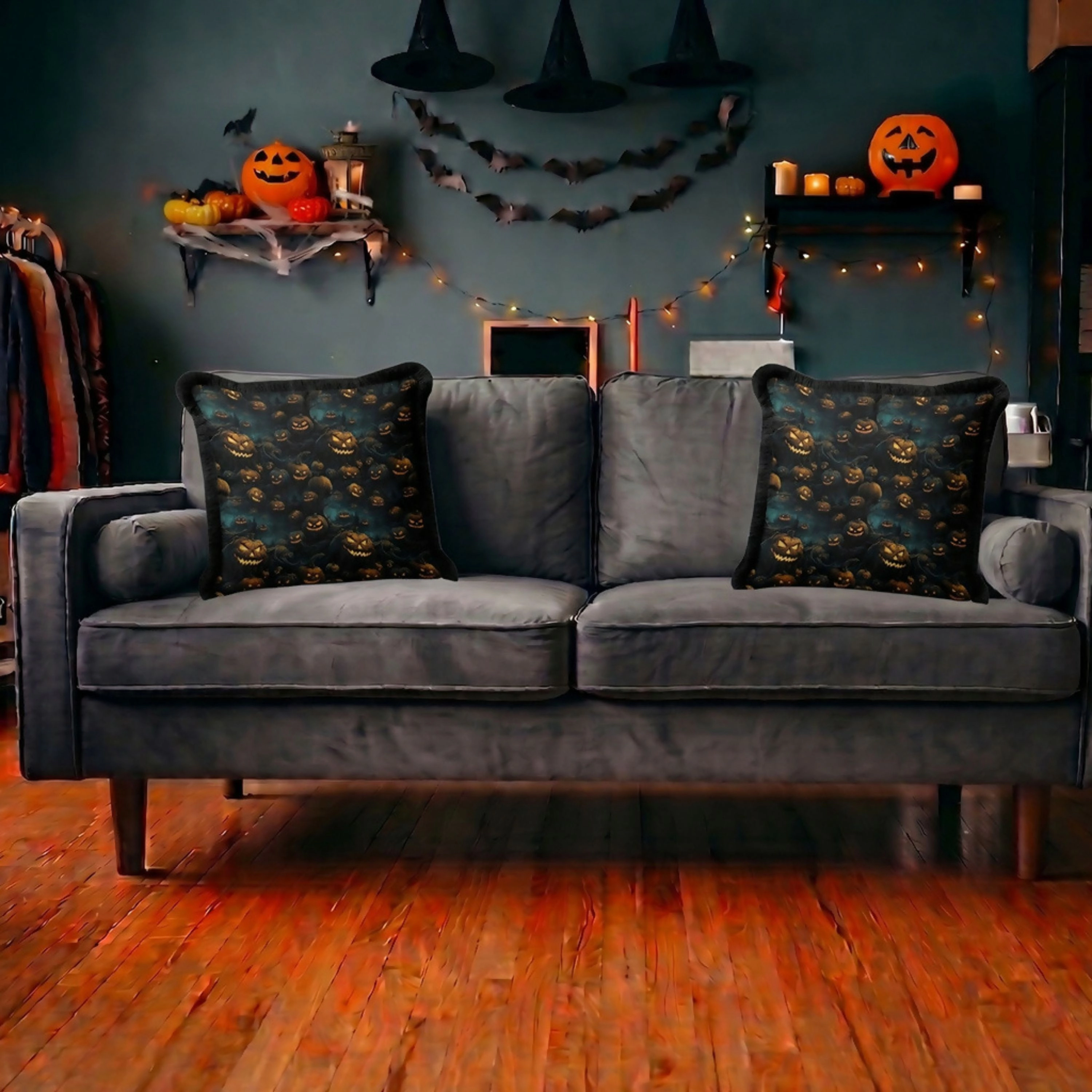 Wear Sierra Halloween Pumpkin Themed Throw Pillow Cover Set of 2