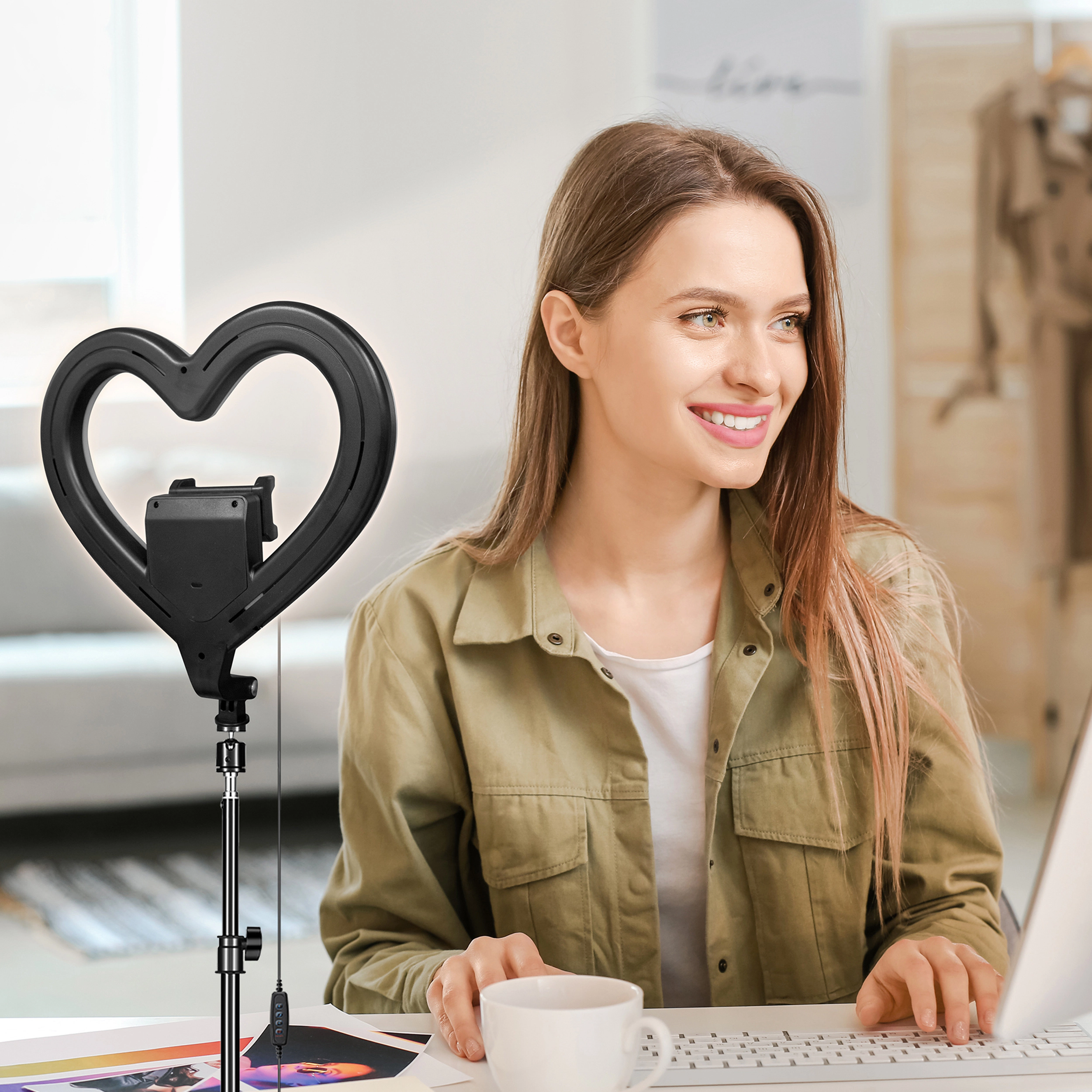 SuperSonic Pro Live Stream 10 Inch Heart Shaped Selfie Ring Light